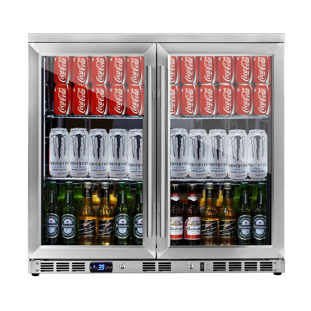 36 Inch Heating Glass 2 Door Built In Beverage Fridge