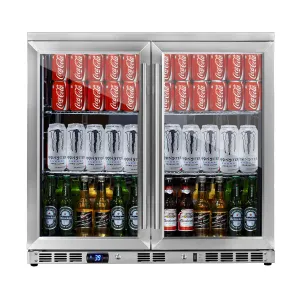 36 Inch Heating Glass 2 Door Built In Beverage Fridge