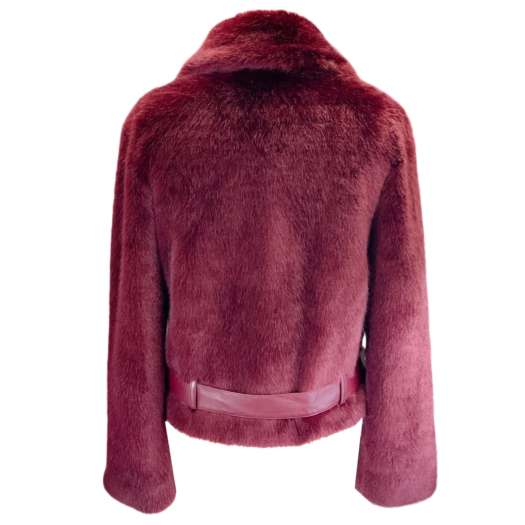 Alexis Burgundy Faux Fur Jacket