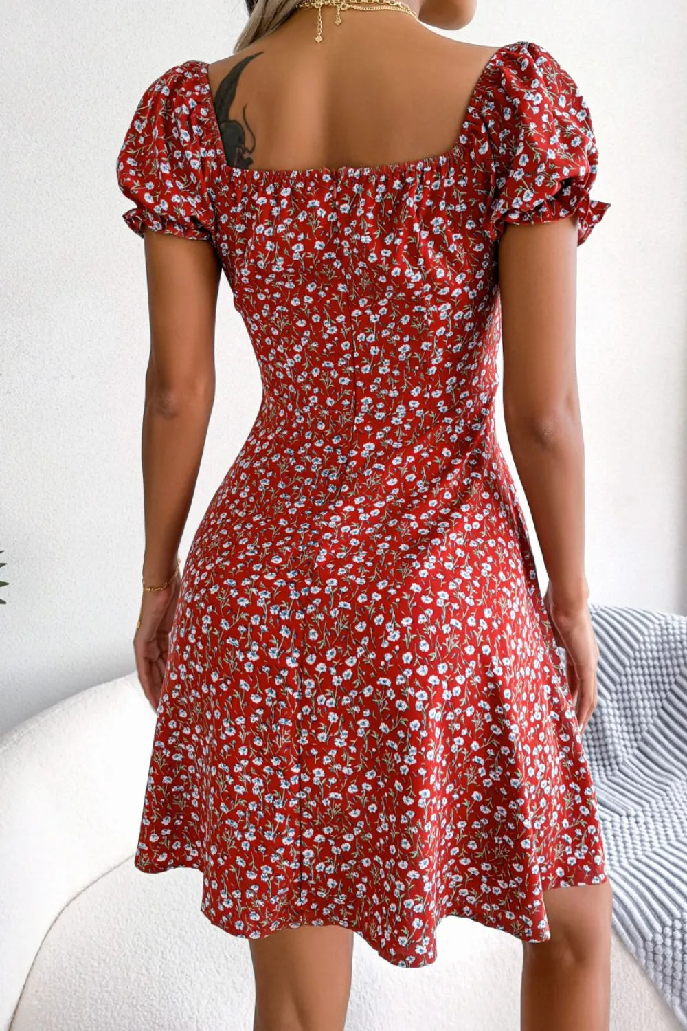 *App Exclusive* Floral Drawstring A-Line Dress