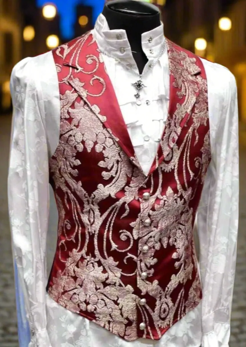 ARISTOCRAT VEST - RED SATIN BROCADE