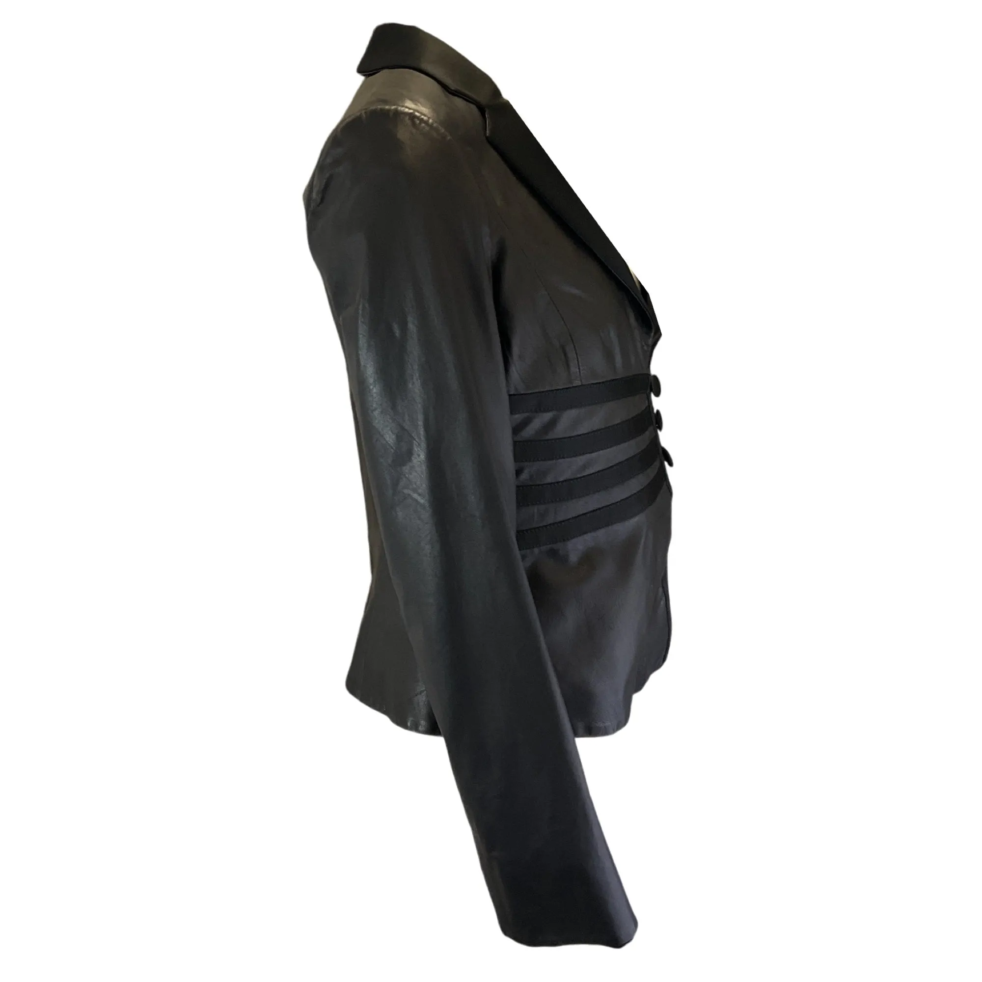 Armani Collezioni Black Lambskin Leather Jacket