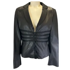 Armani Collezioni Black Lambskin Leather Jacket