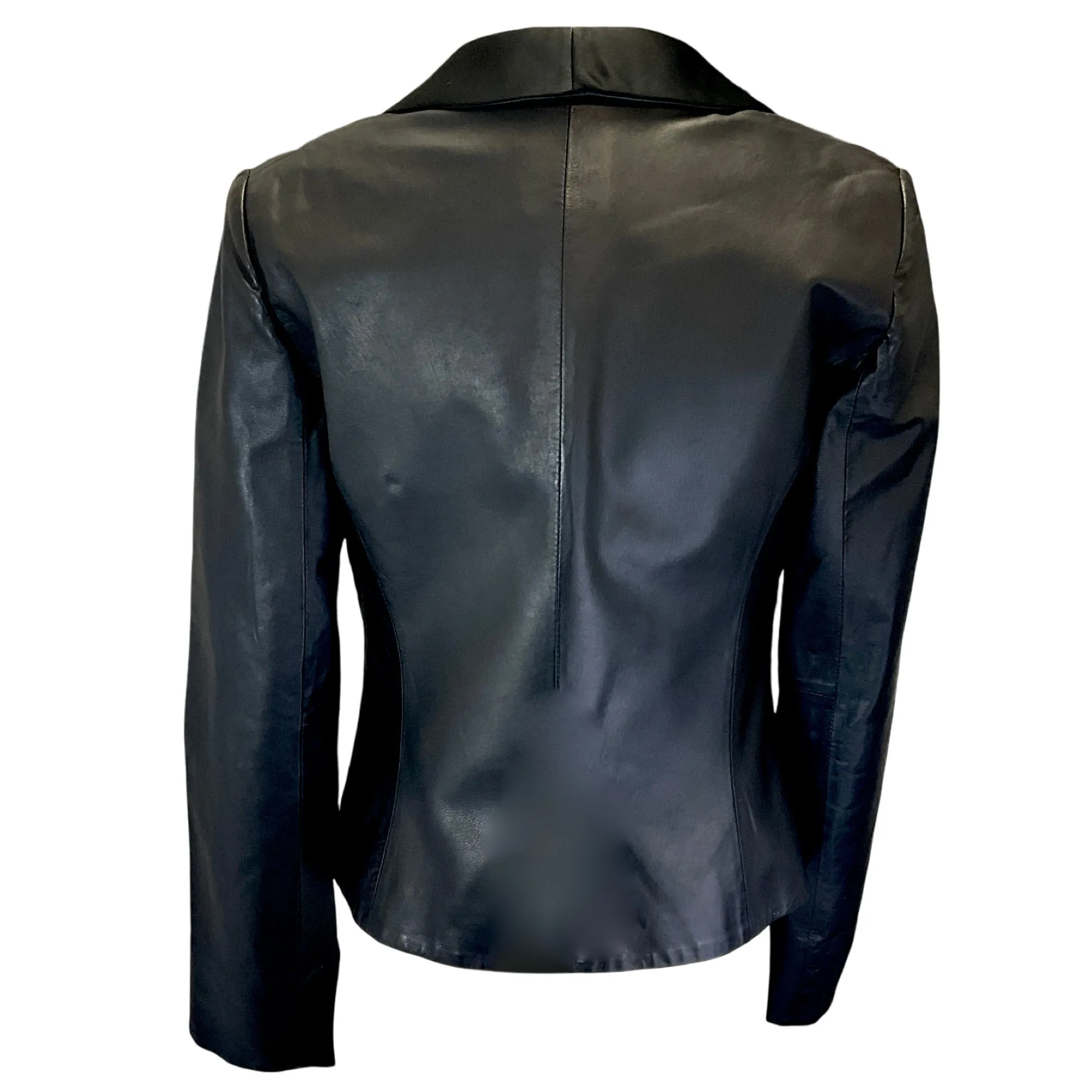 Armani Collezioni Black Lambskin Leather Jacket