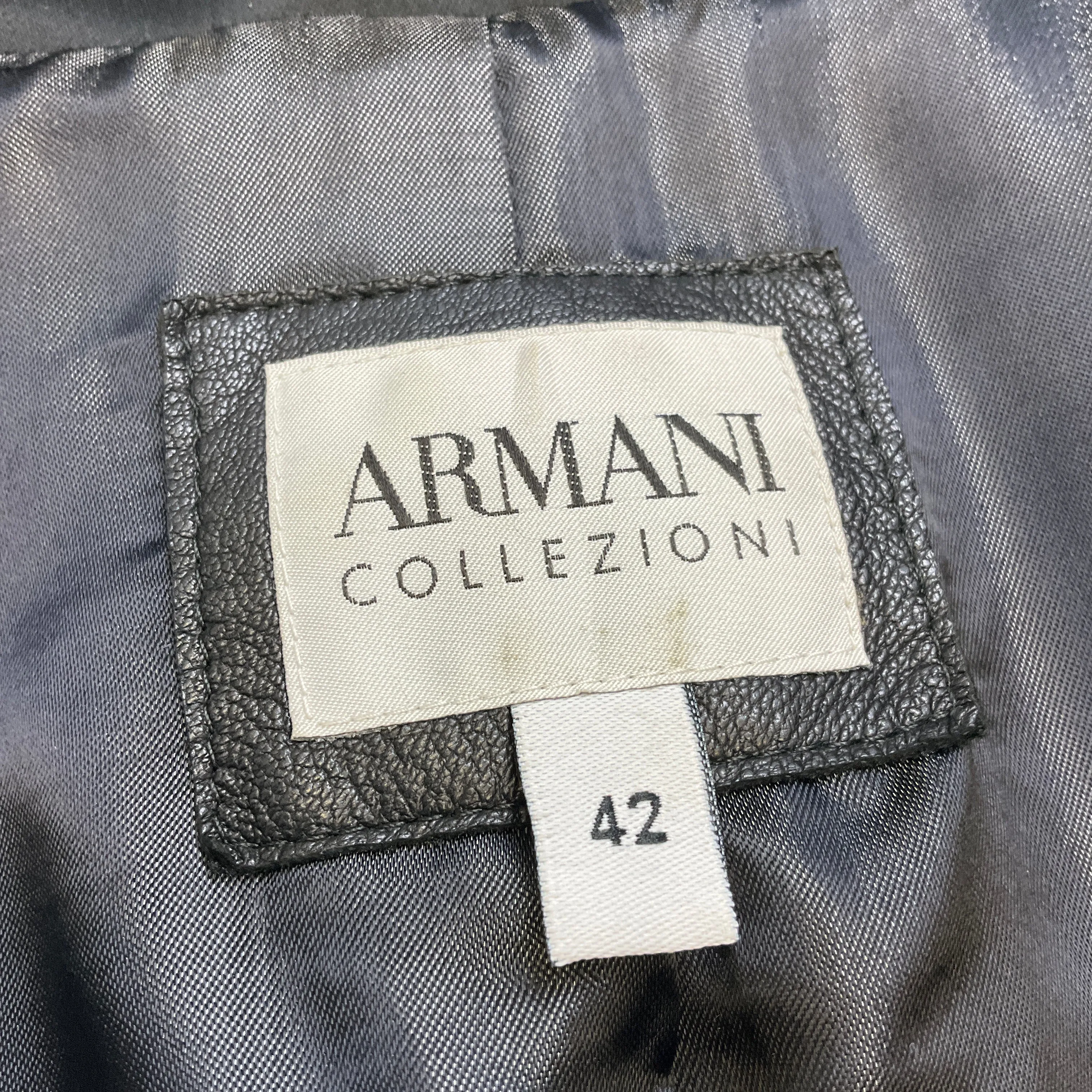 Armani Collezioni Black Lambskin Leather Jacket