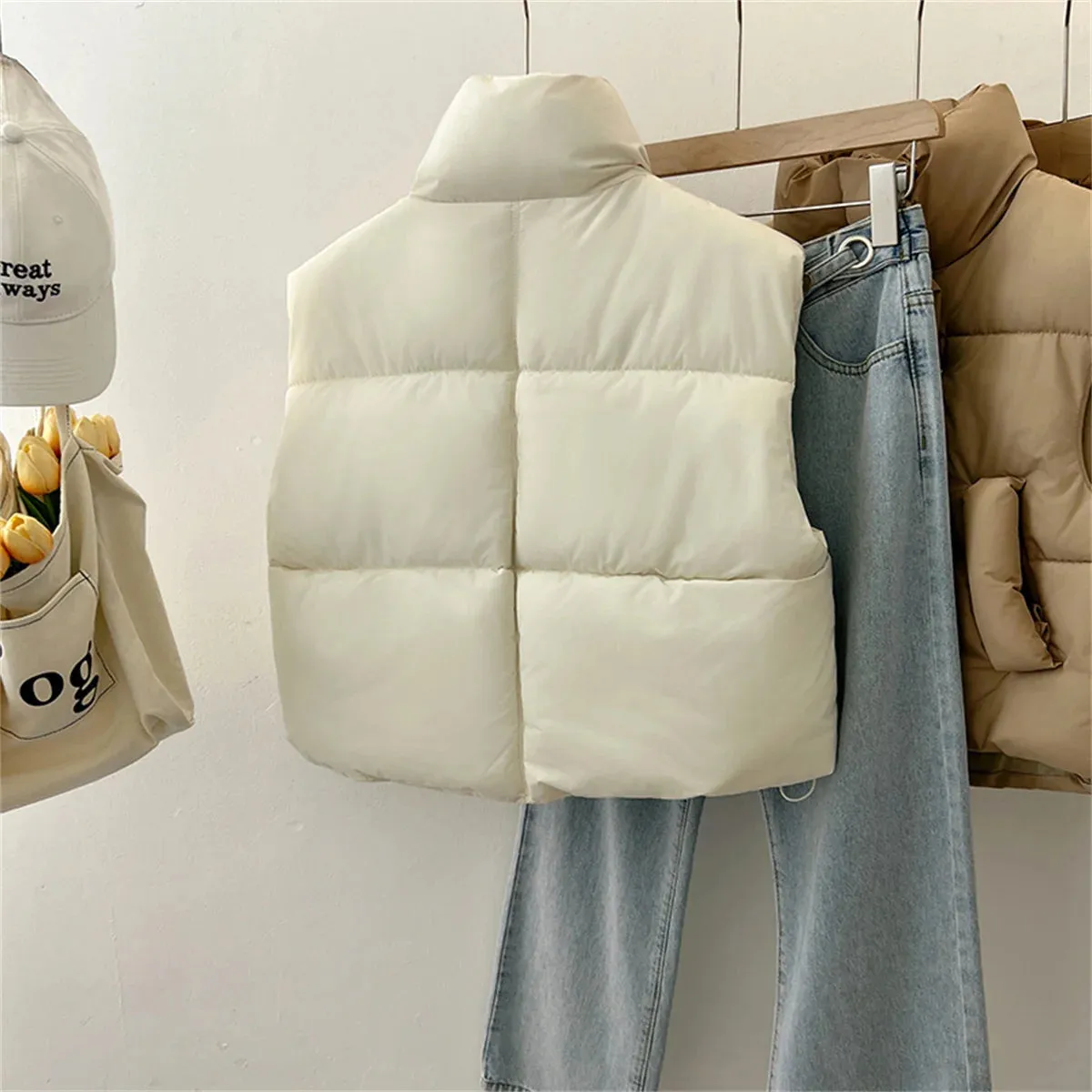 Autumn Winter Y2K Vest Women Thick Warm Down Vest Harajuku