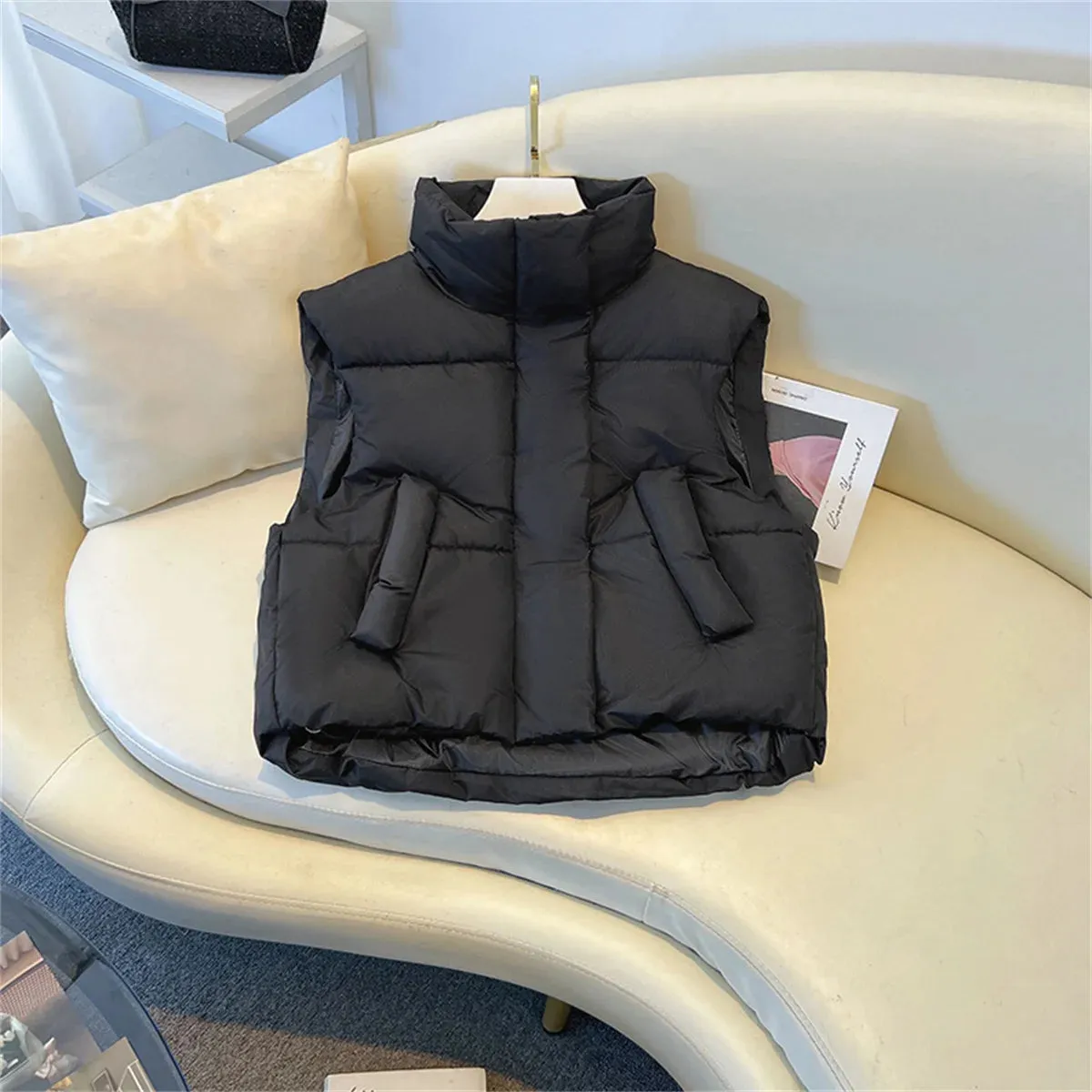 Autumn Winter Y2K Vest Women Thick Warm Down Vest Harajuku