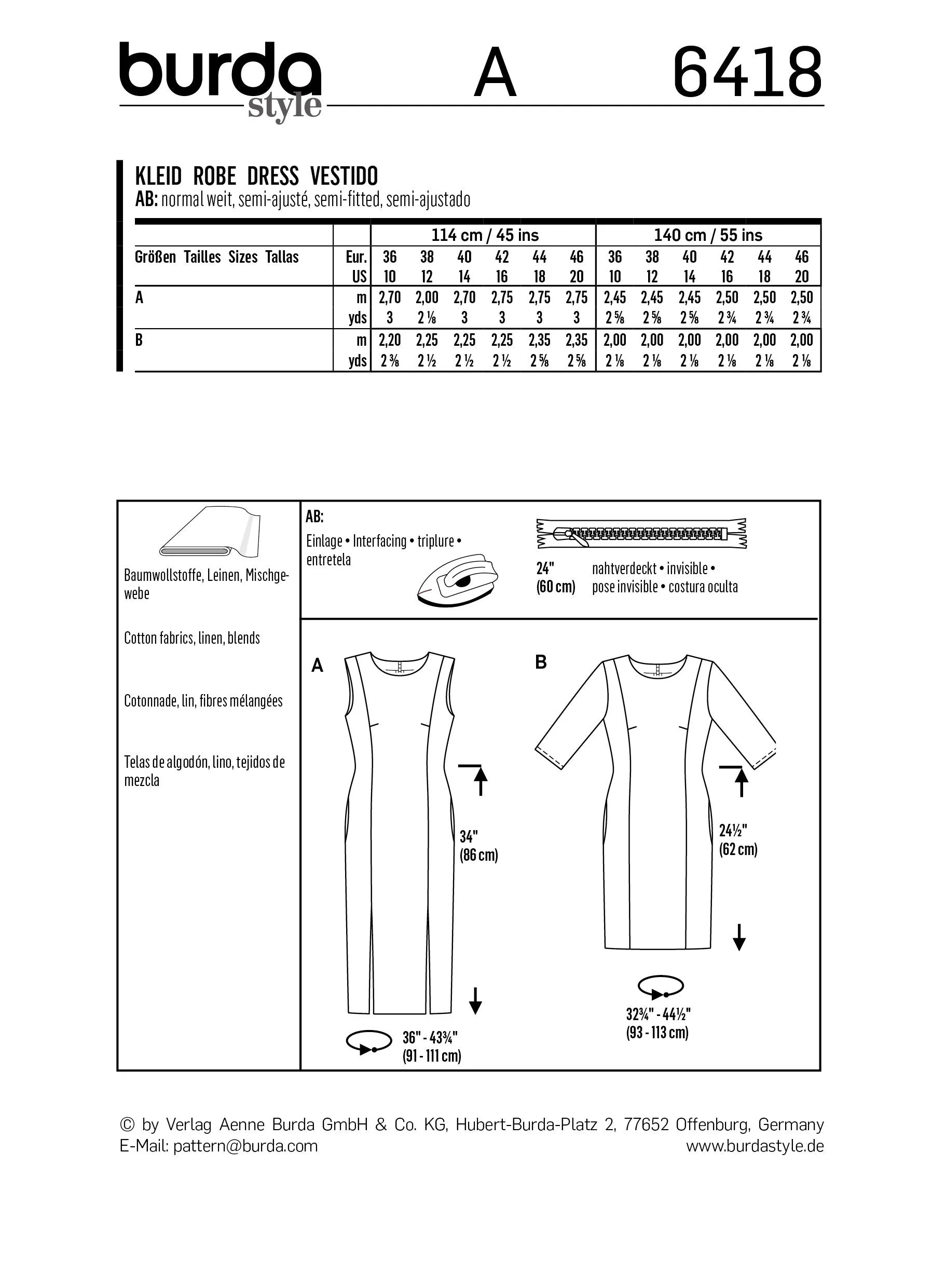 BD6418 Women's Feminine Dresses Pattern