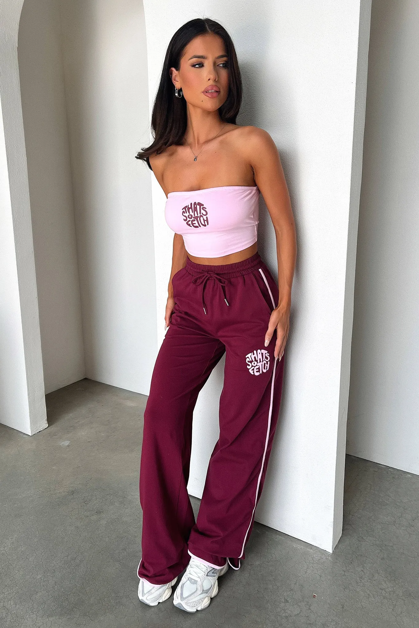 Beckham Wide Leg Pants - Burgundy