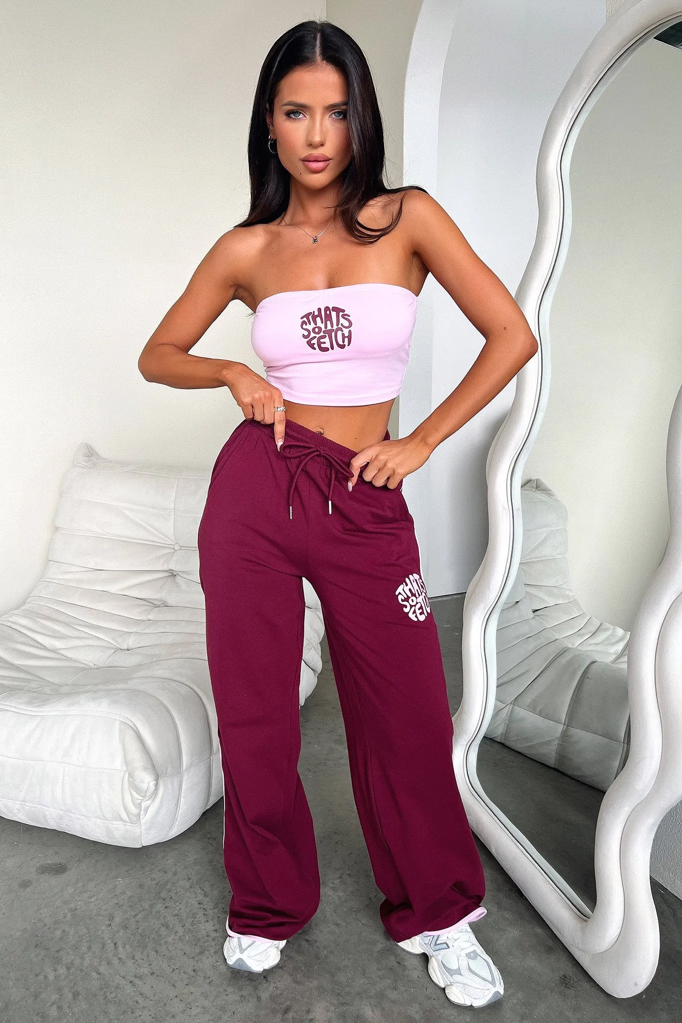 Beckham Wide Leg Pants - Burgundy