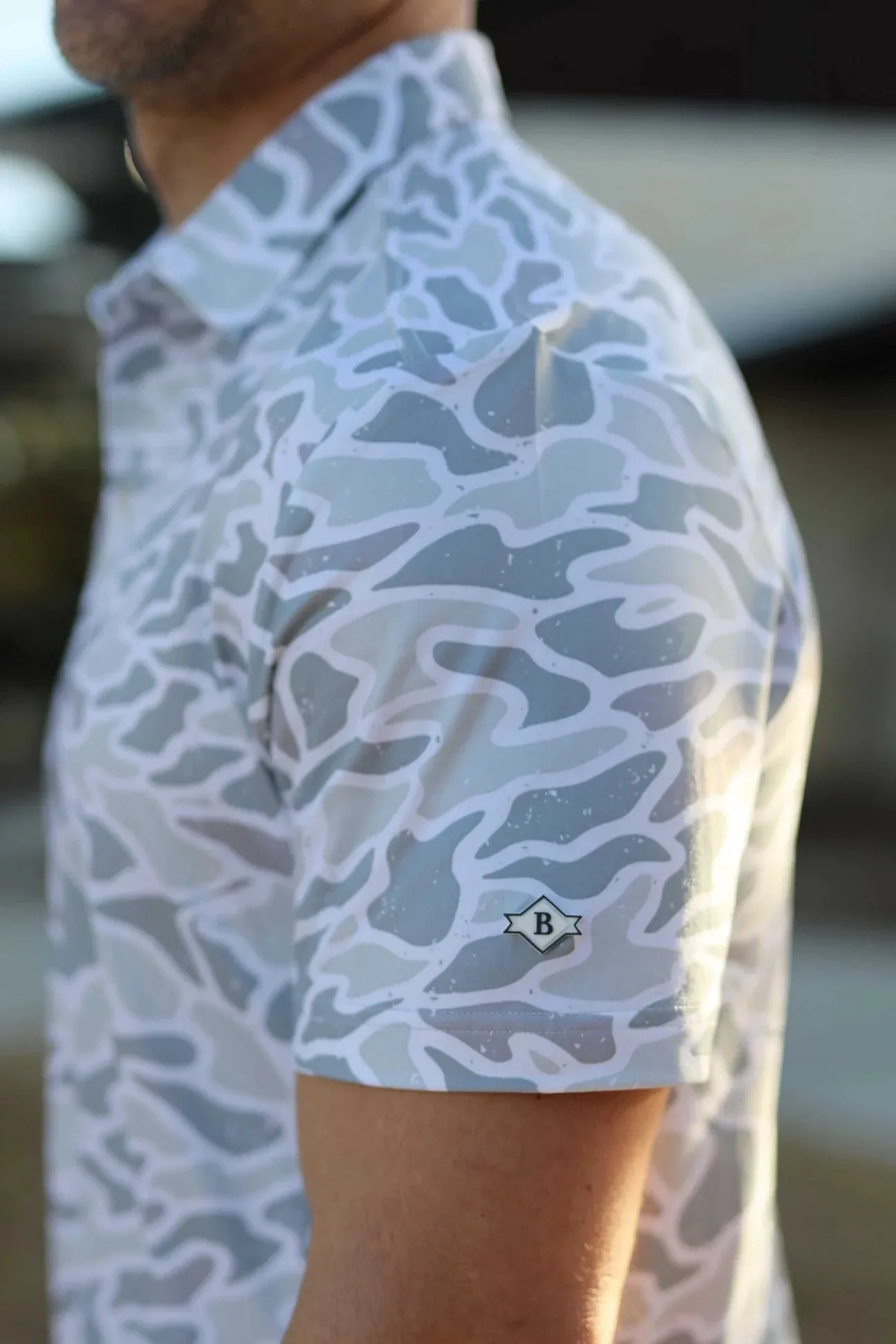 Burlebo White Camo Performance Polo