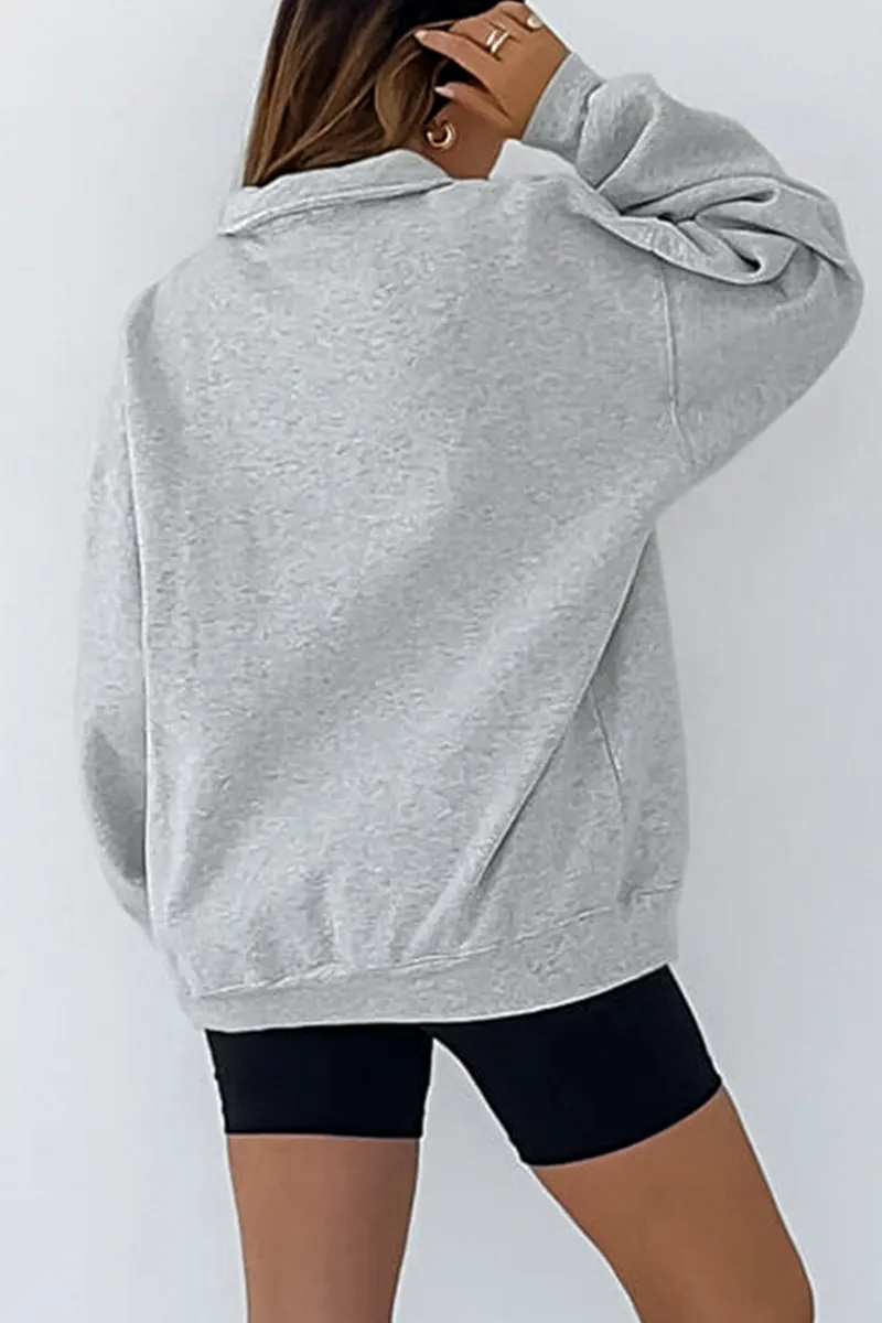 Casual Daily Buttons Turndown Collar Hoodies