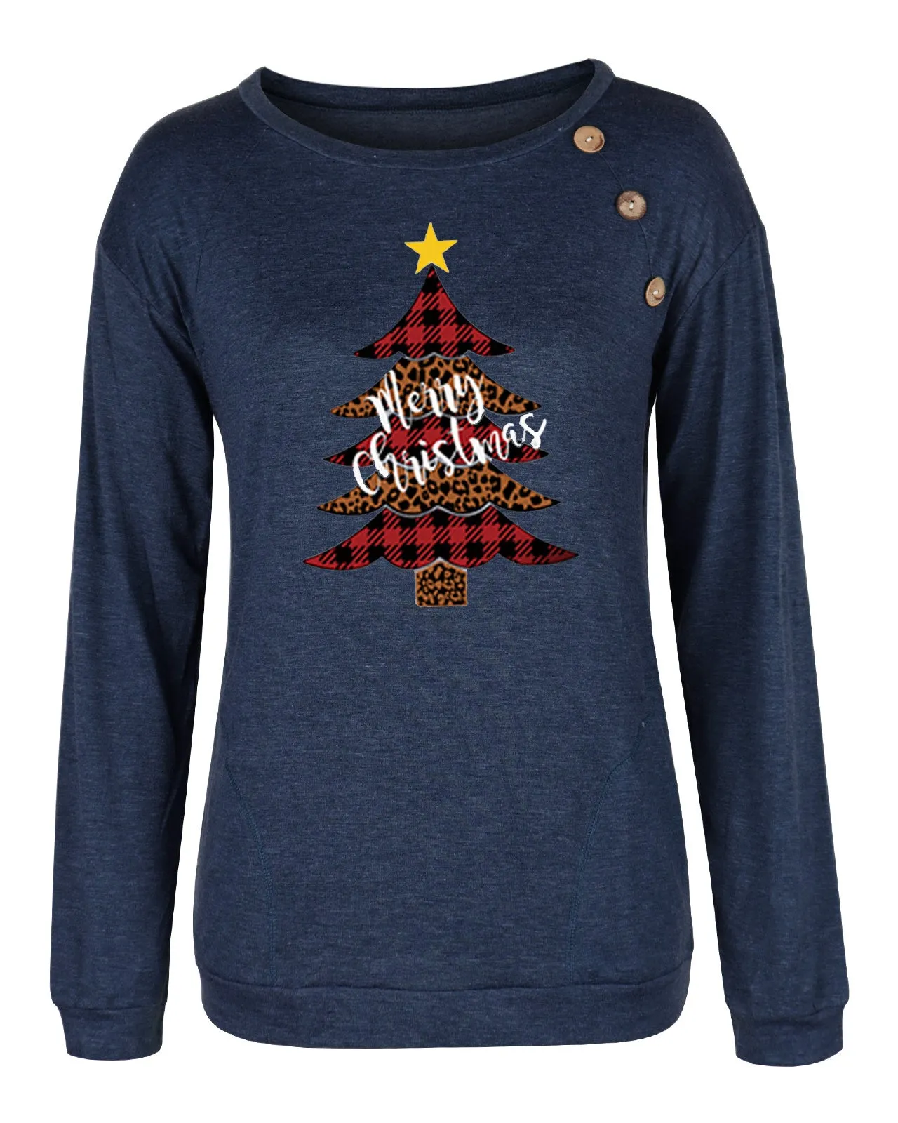 Christmas Loose Crew Neck Long Sleeve Top T-Shirt