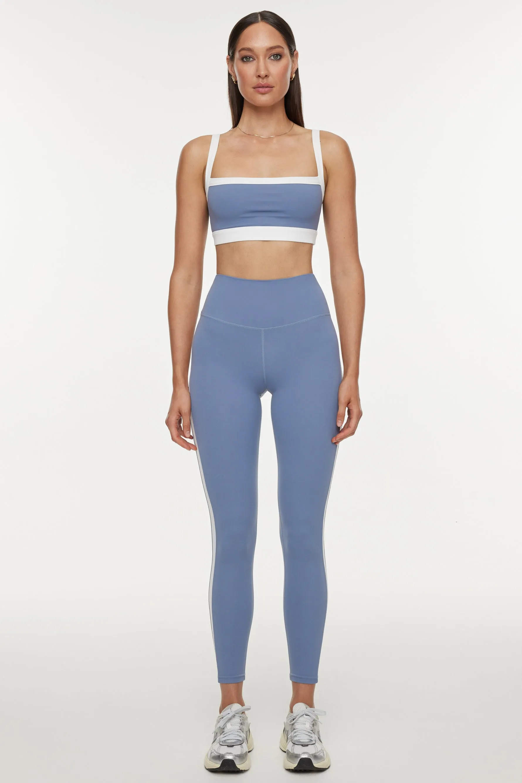 Clare High Waist Rigor 7/8 Legging - Steelblue/White