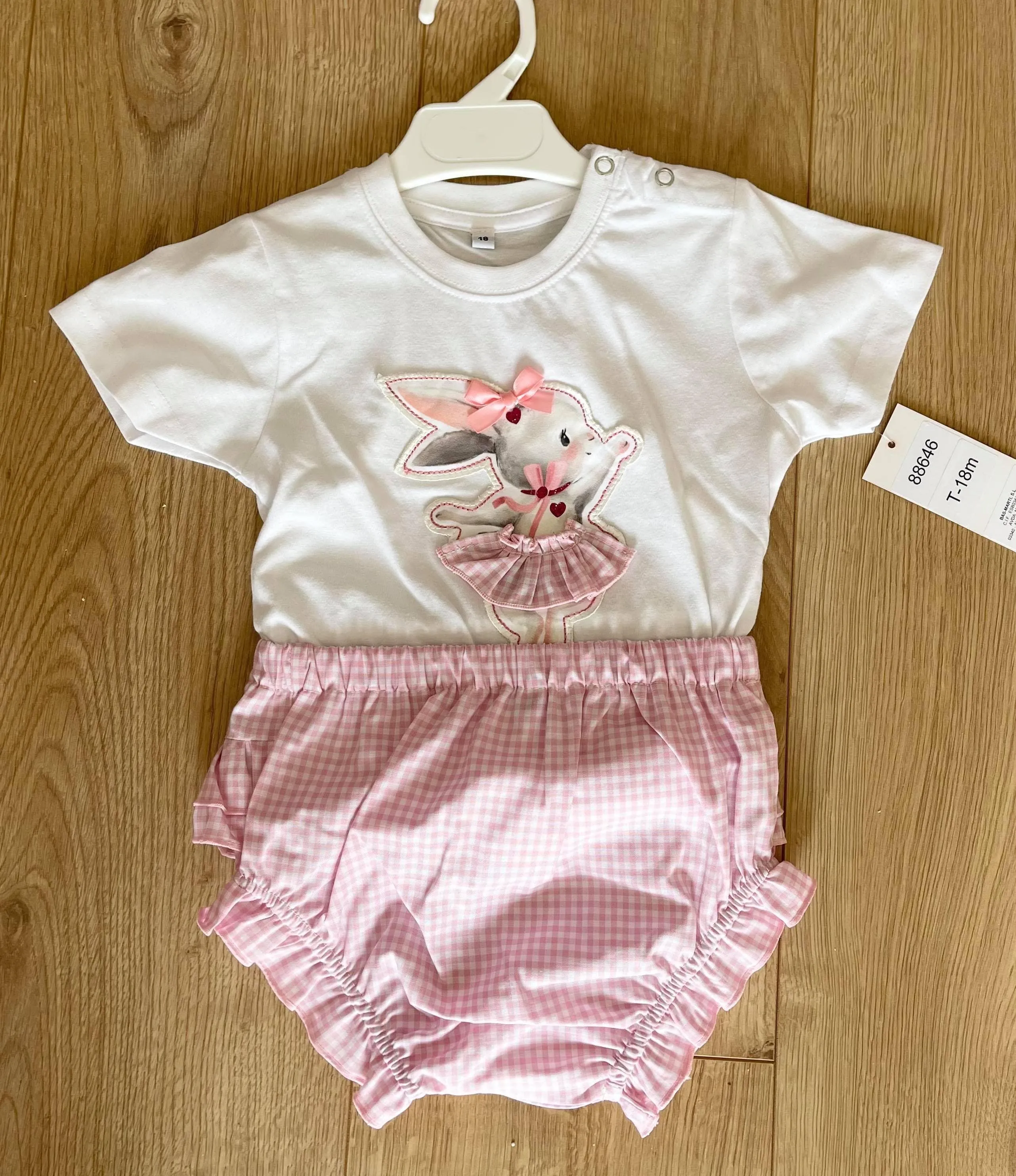 CLEARANCE DEAL - Cuka Summer - Baby Girls Pink & White Bunny Print Sleeveless Top with Jam Pants