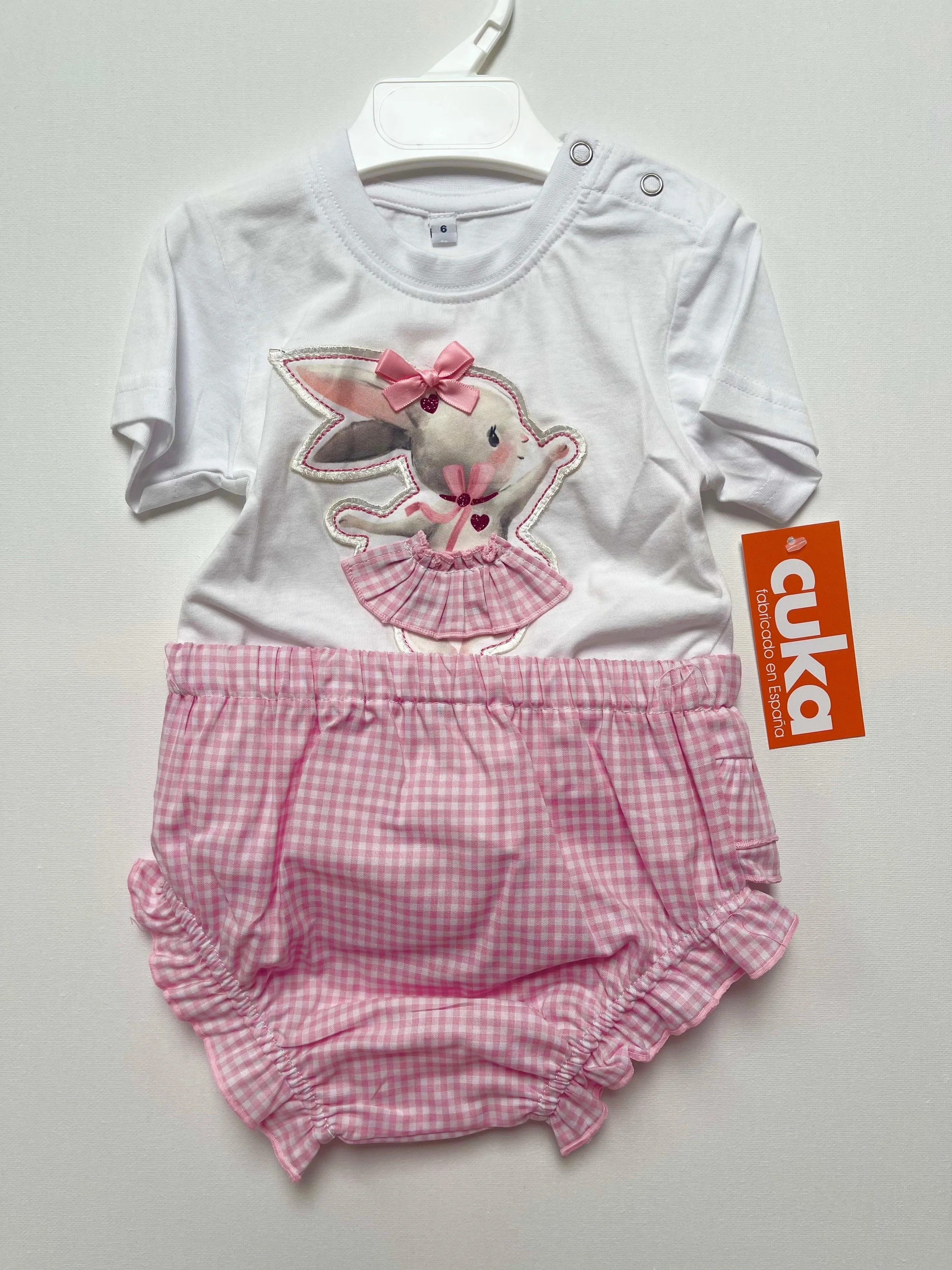 CLEARANCE DEAL - Cuka Summer - Baby Girls Pink & White Bunny Print Sleeveless Top with Jam Pants