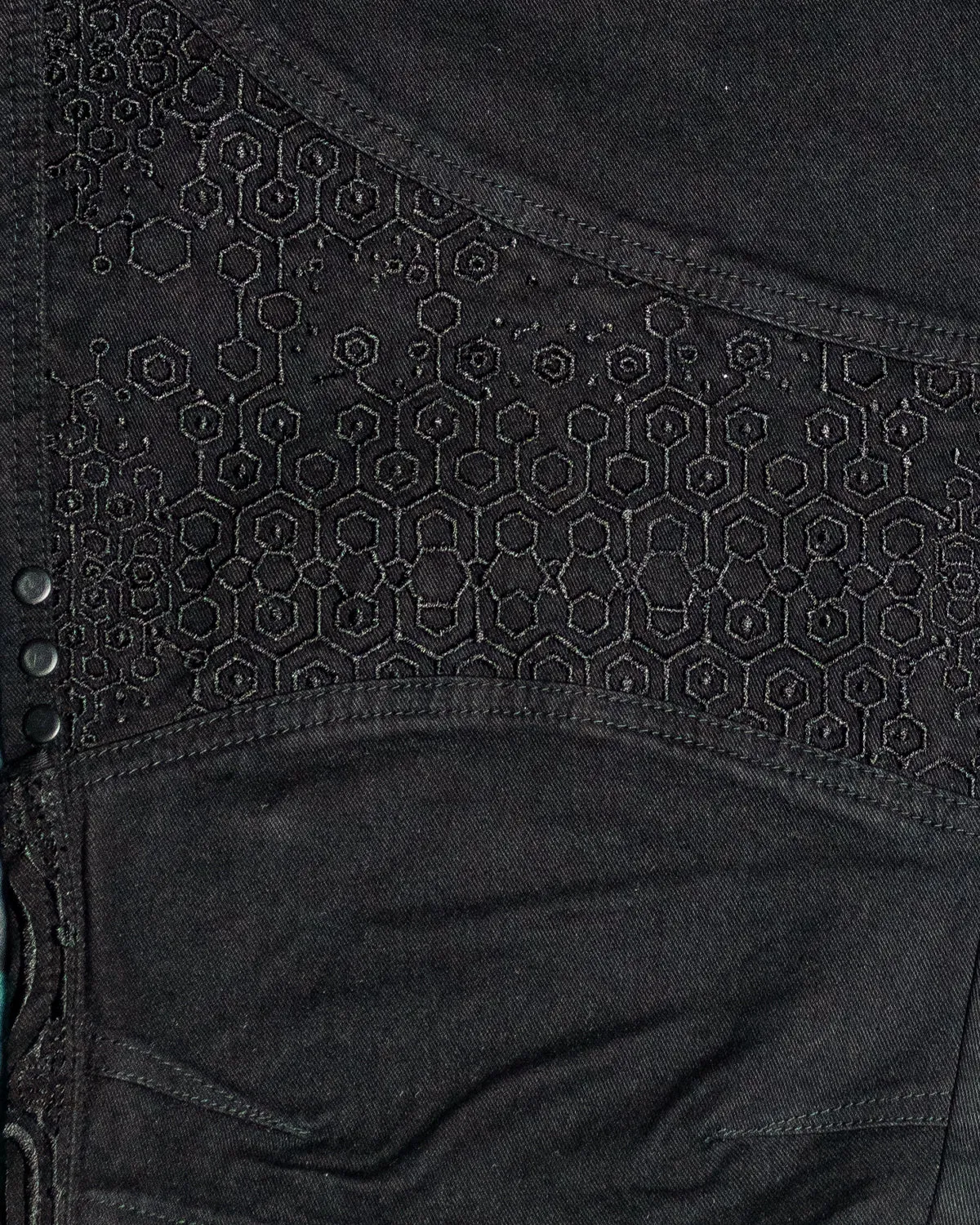 Corsaire Men / Stretchy Denim Digital Embroidery - Black KAMBOZII