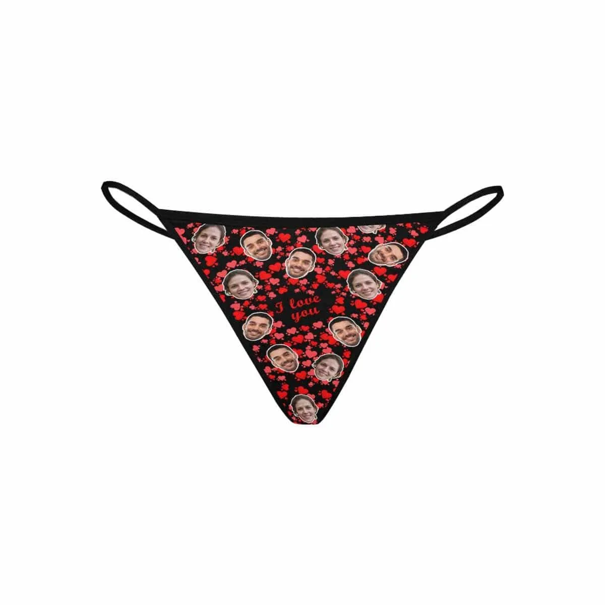 Custom Couple Face Thongs Underwear Personalized Red Love Women's G-String Panties Honeymoon Gift Valentine's Day Gift