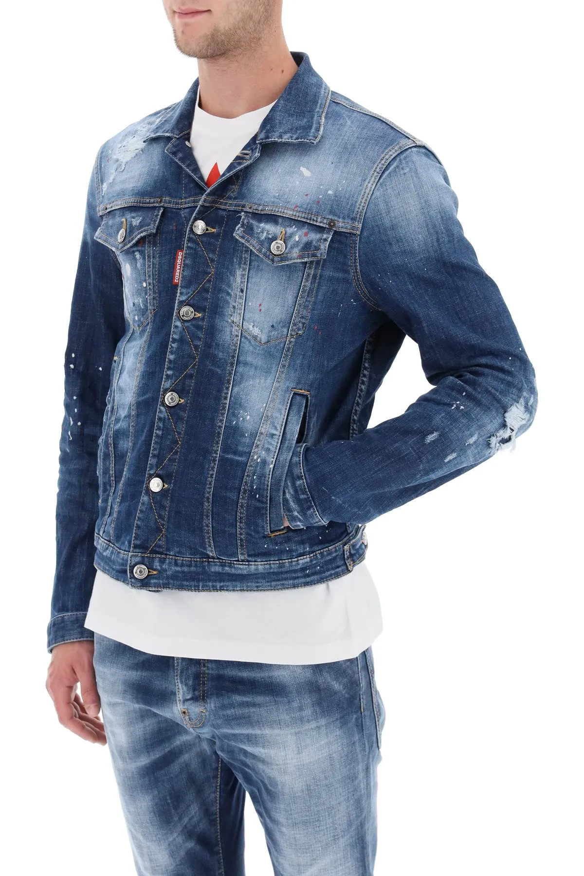 Dsquared2 distressed denim dan jacket