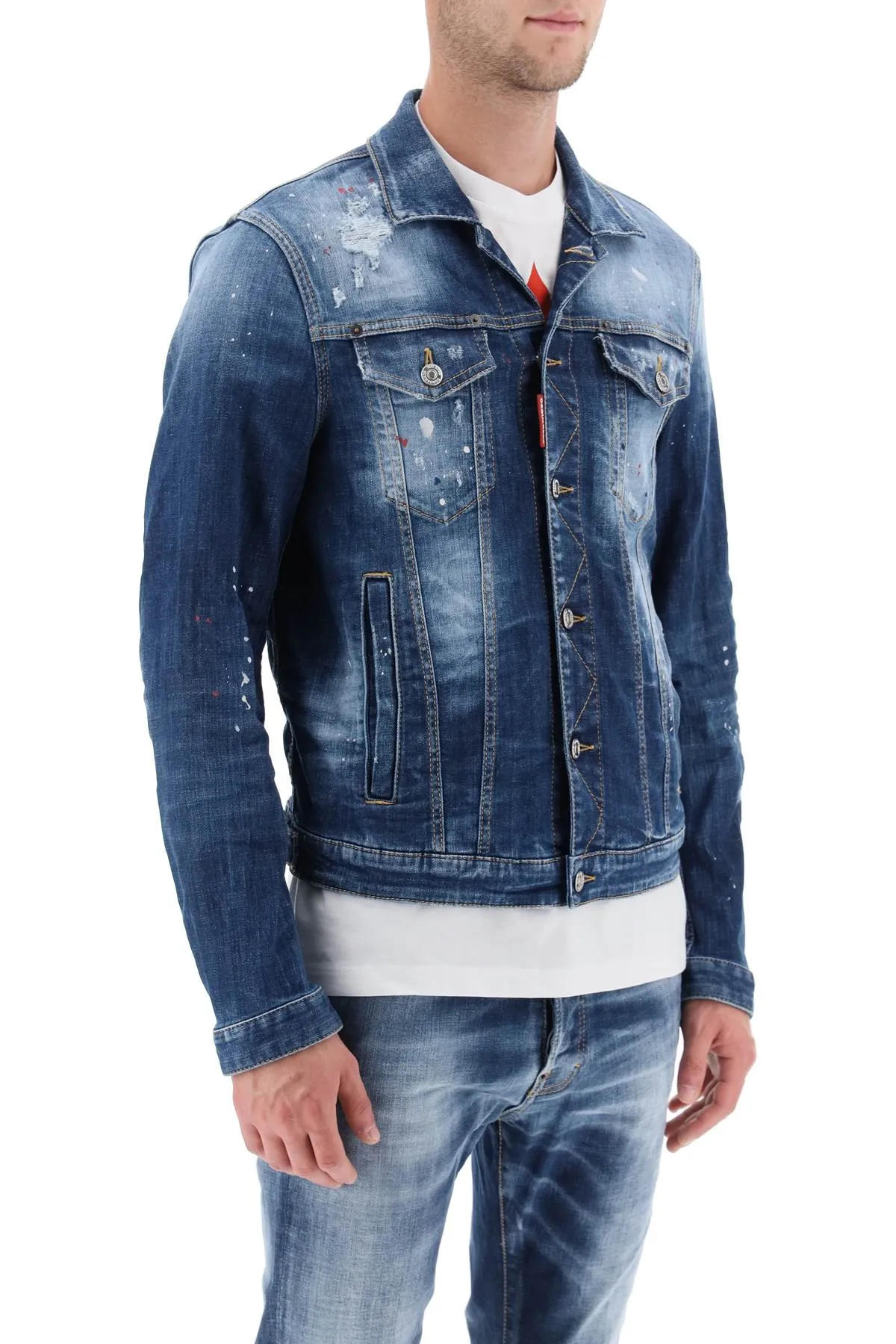 Dsquared2 distressed denim dan jacket