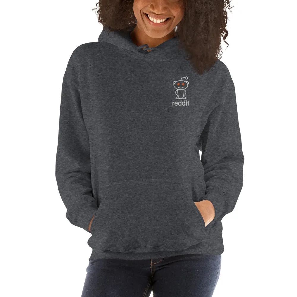 Embroidery Reading Robot Robot Logo Gray Hoodies