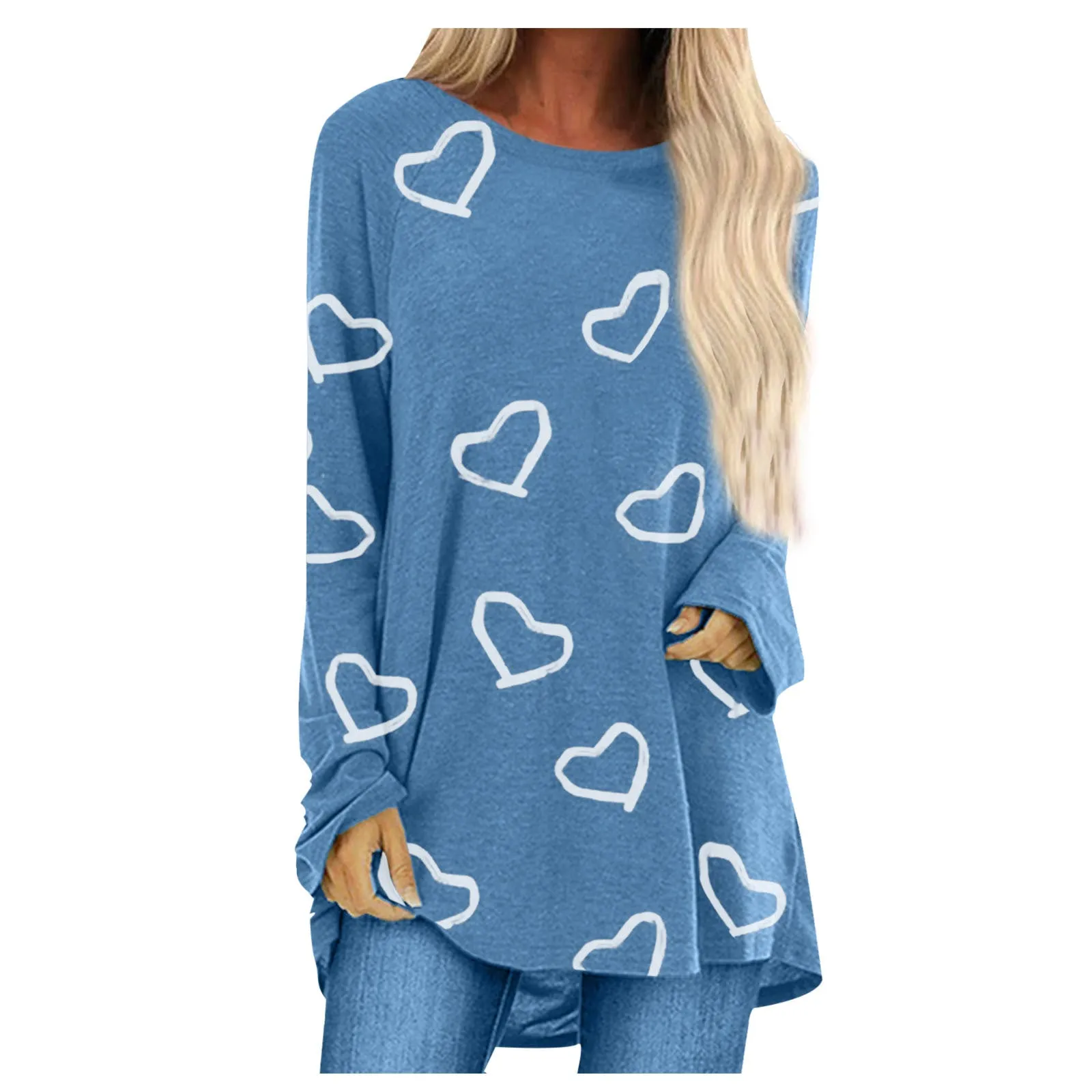 Fashion casual love printed long-sleeved T-shirt women