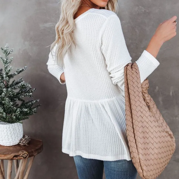 Fashion casual solid color loose all-match pullover top