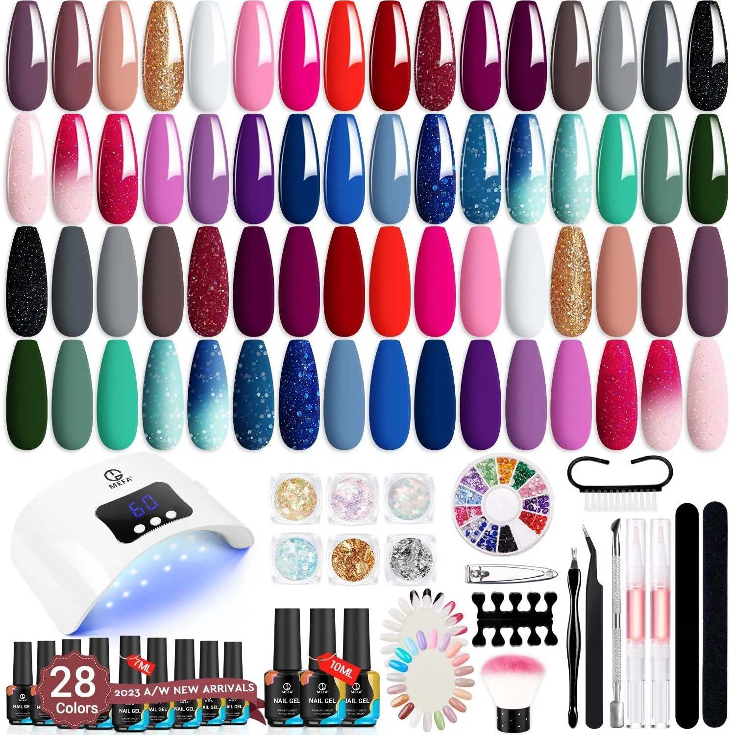 Gel Nail Polish Kit with U V Light-56 Pcs