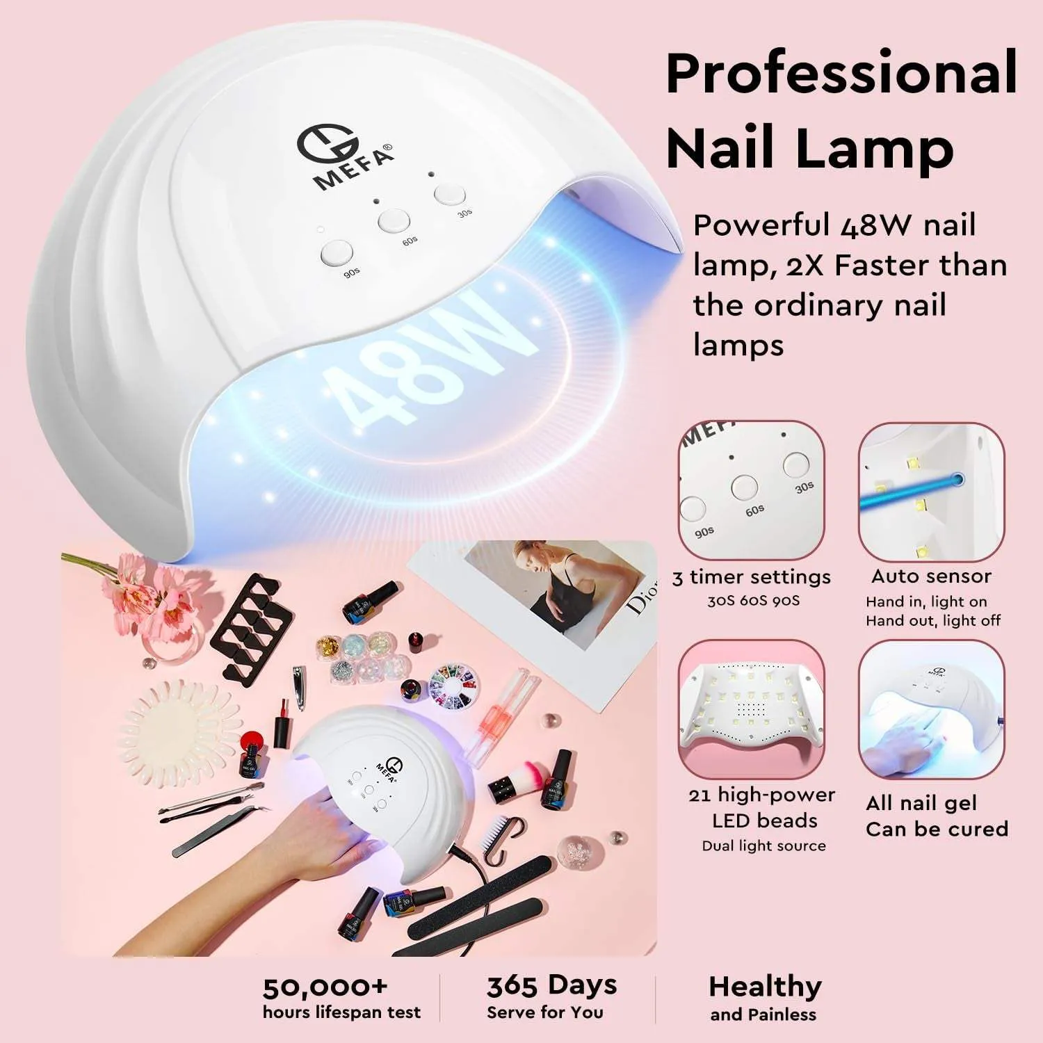 Gel Nail Polish Kit with U V Light-56 Pcs