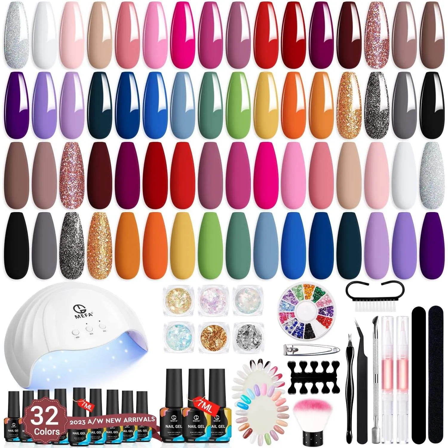 Gel Nail Polish Kit with U V Light-56 Pcs