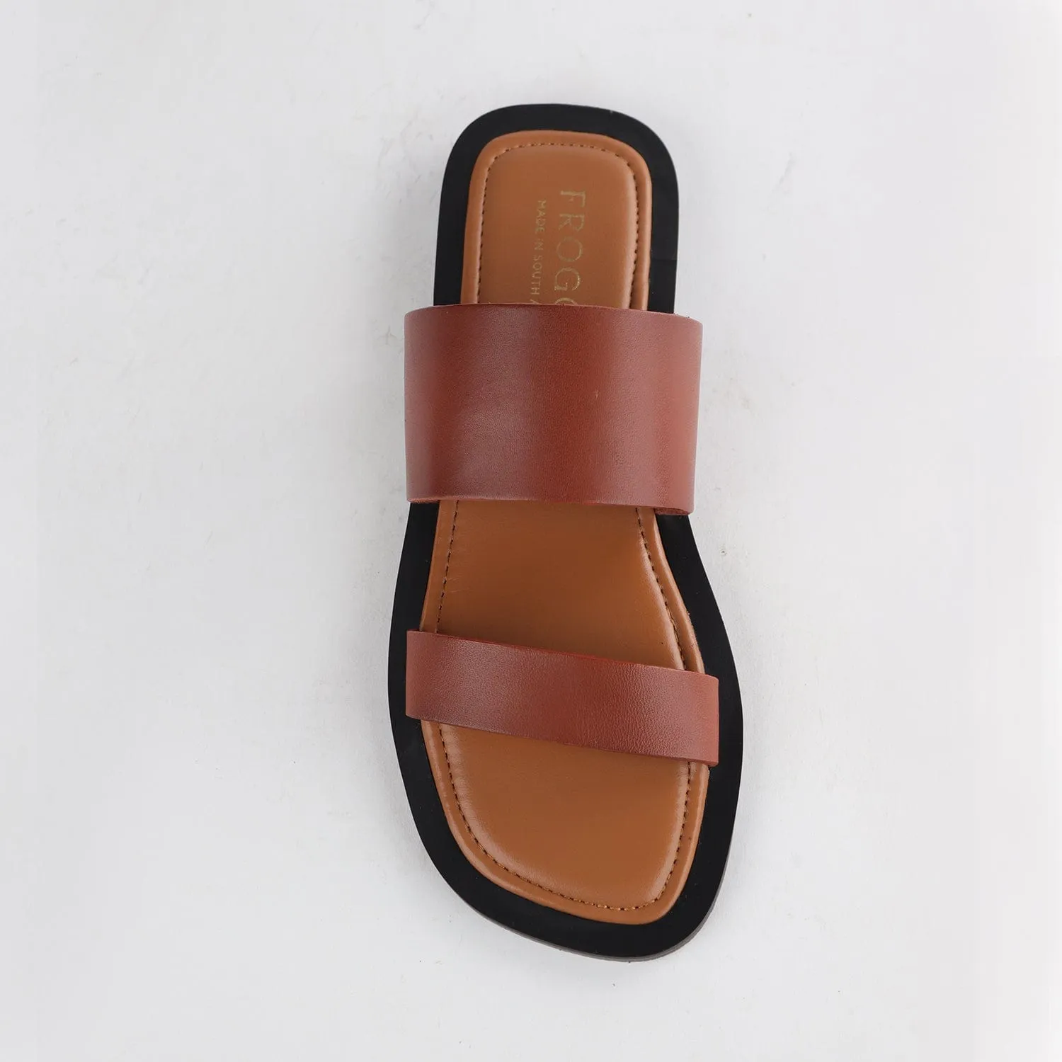 Grecian inspired Flat Mule Sandal in Chestnut - 12716