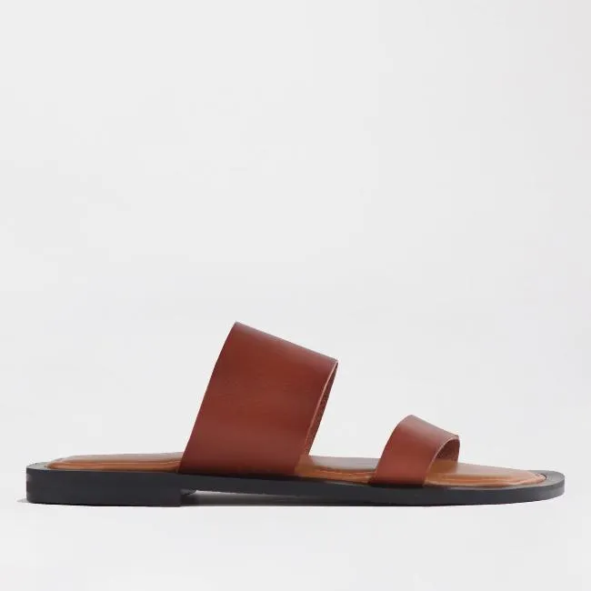 Grecian inspired Flat Mule Sandal in Chestnut - 12716