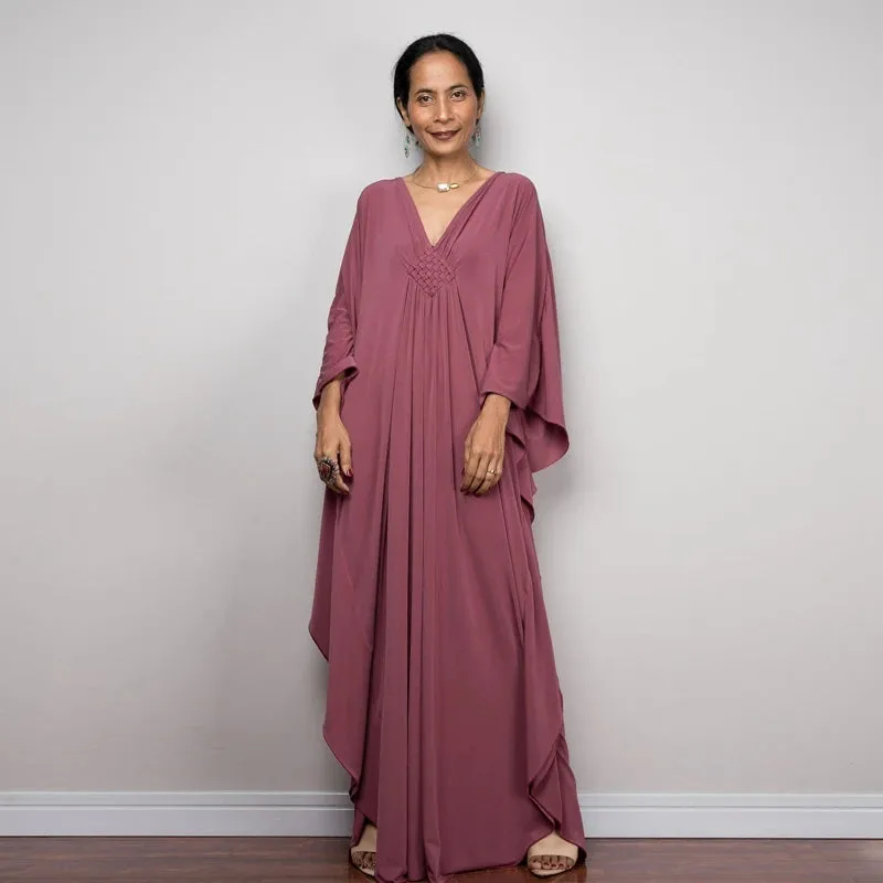 Greek Kaftan High Waist Maxi Abaya Dresses with Batwing Sleeve for Women