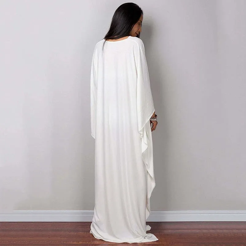 Greek Kaftan High Waist Maxi Abaya Dresses with Batwing Sleeve for Women