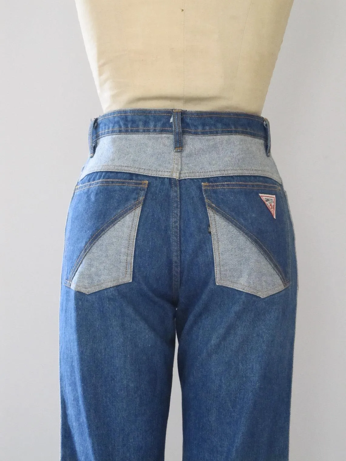 GUESS Georges Marciano Paris 80s Two Tone Stone Wash Jeans, Size Medium