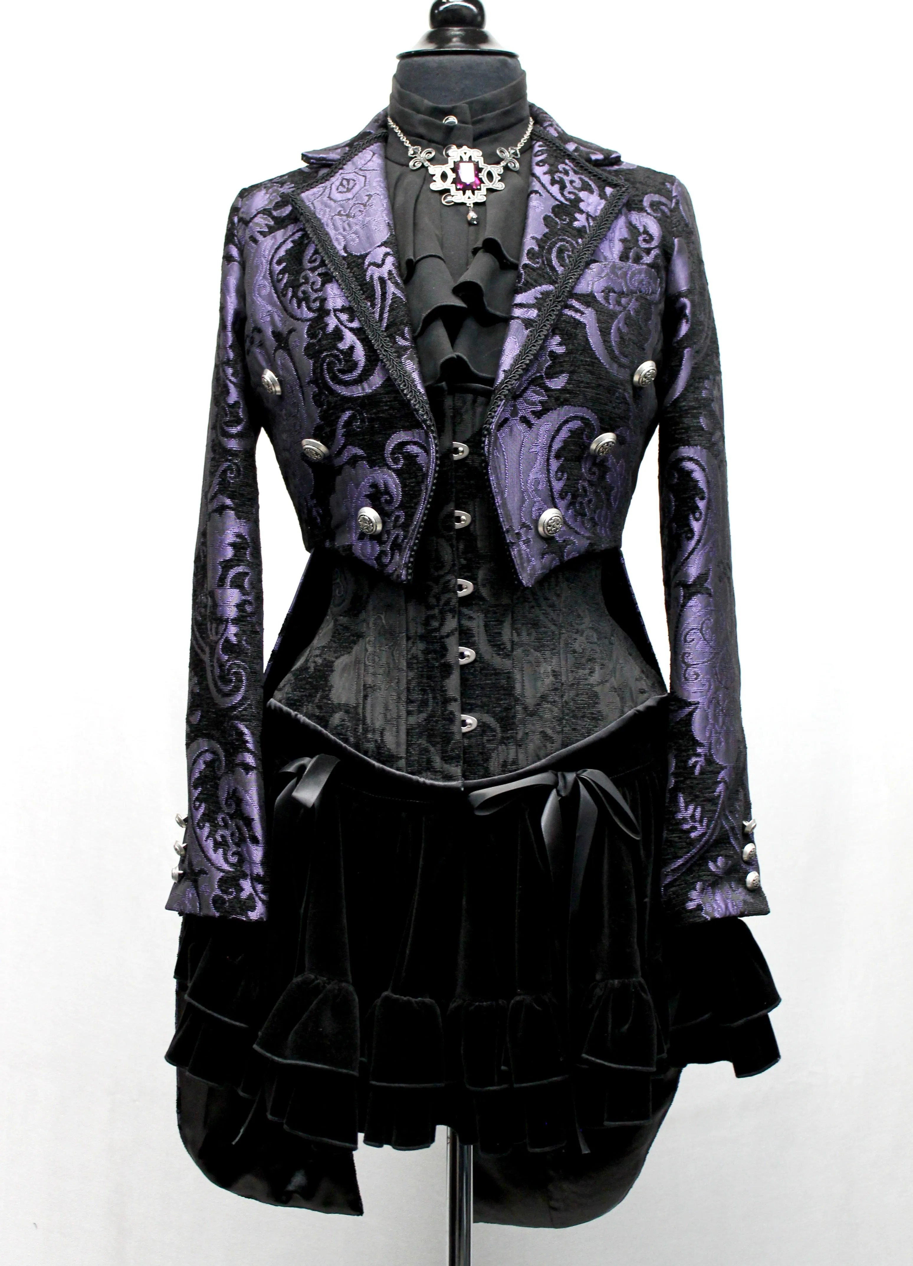 HARLEQUIN TAILCOAT - PURPLE/BLACK TAPESTRY