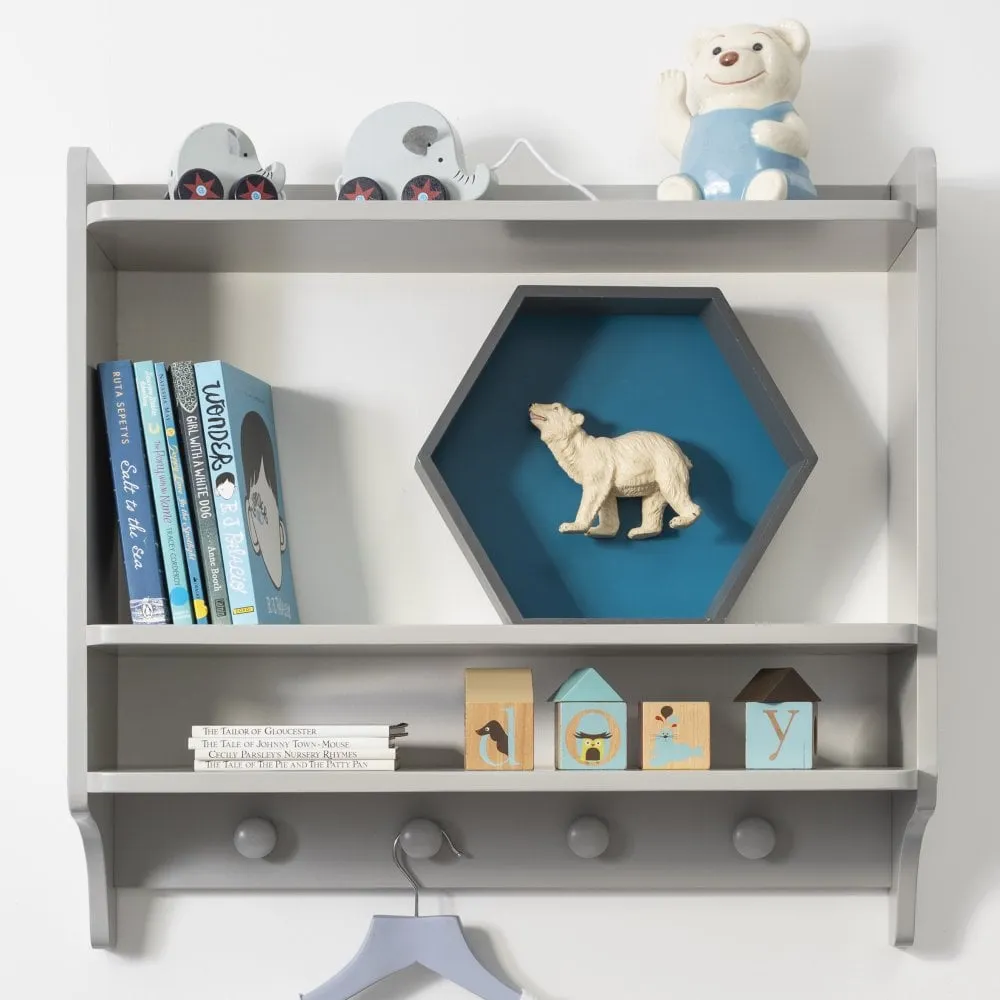 Hege Double Shelf with Coat Hook in Silk Grey