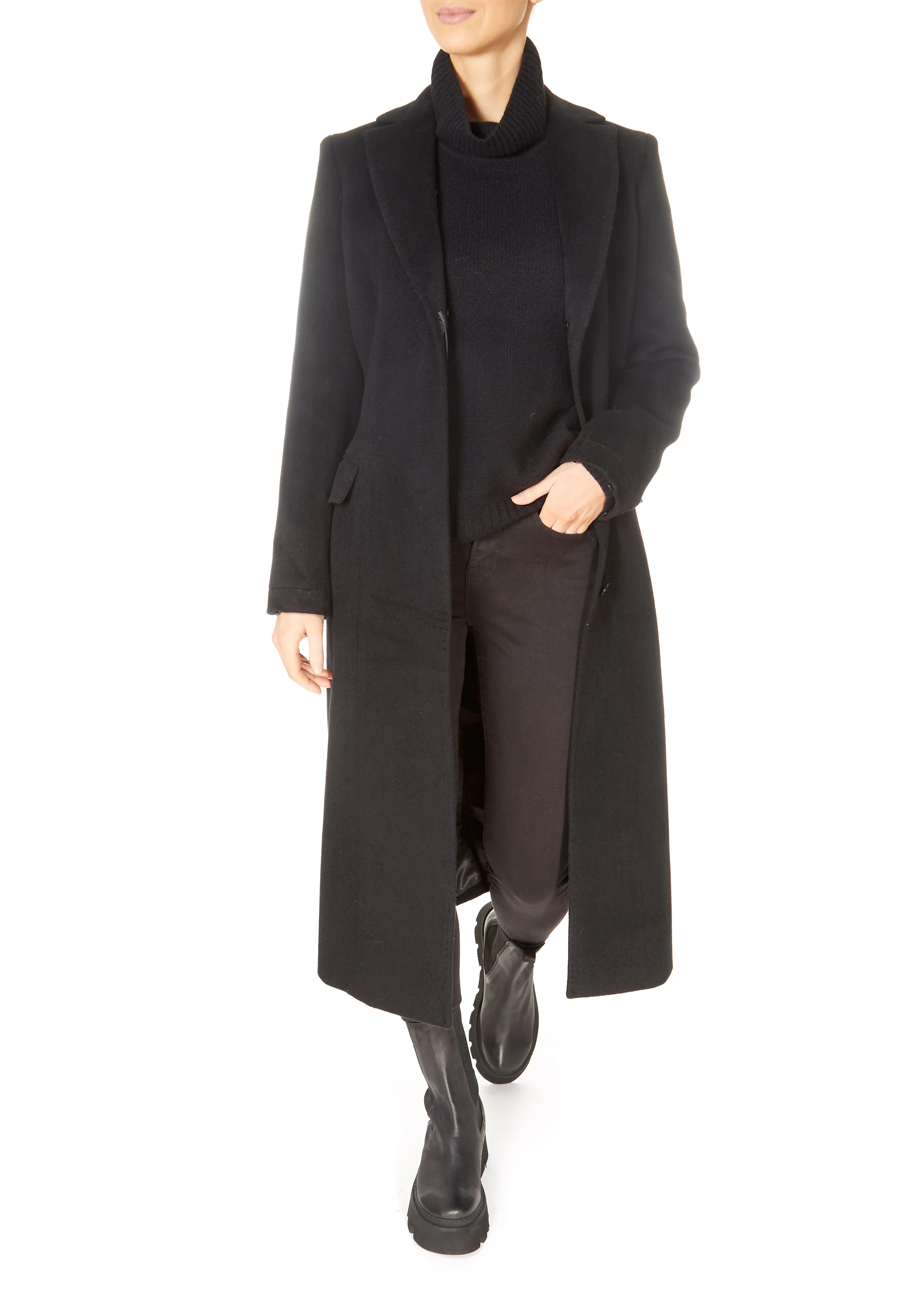 Jessimara Long Wool Blend Coat Black