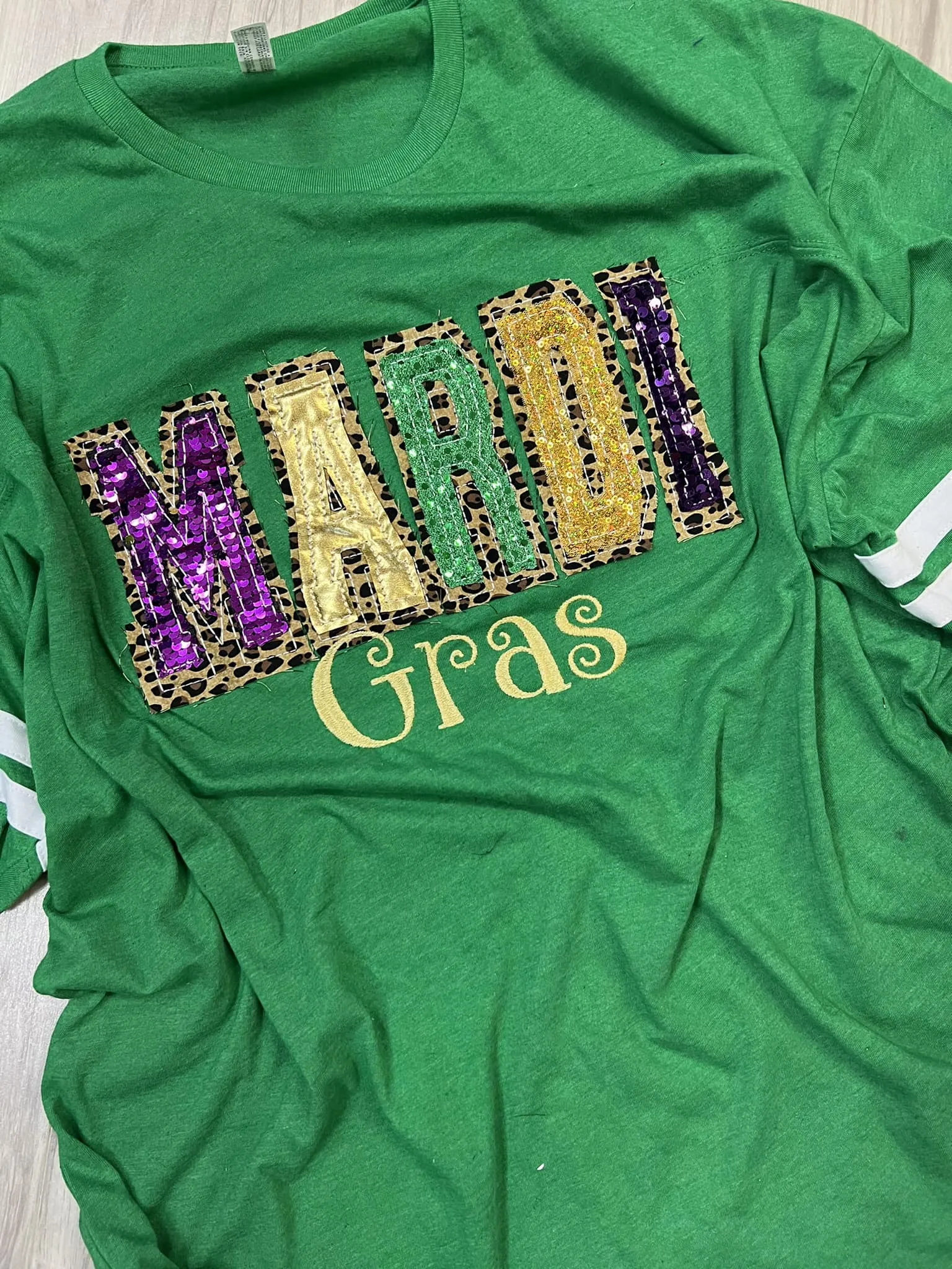 Mardi Gras Double Stacked Tee on Jersey Style Shirt - 2023