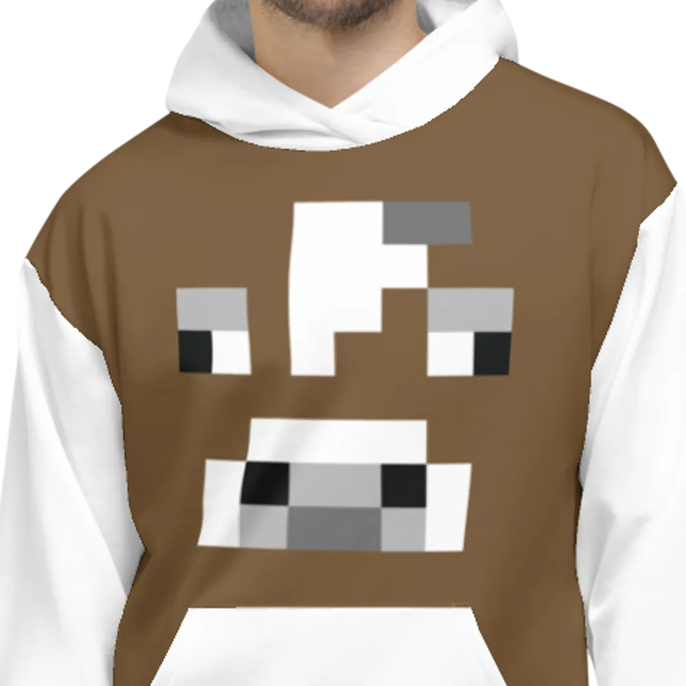 Minecraft Cow Face Adult Pullover Hoodie