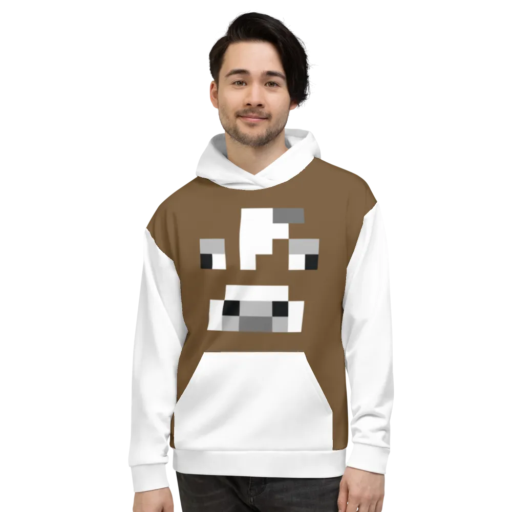 Minecraft Cow Face Adult Pullover Hoodie