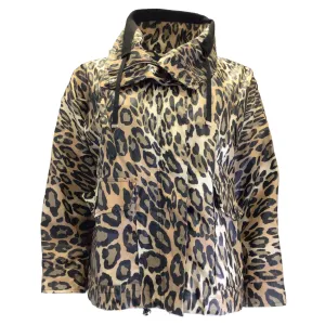 Moncler Tan / Black 'Ivoire' Leopard Printed Full Zip Jacket