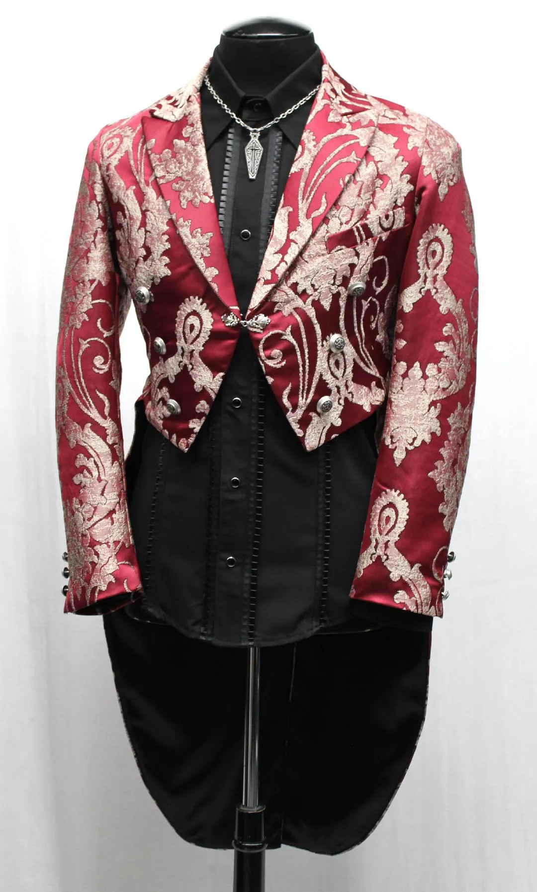 MONTE CRISTO TAILCOAT - RED SATIN BROCADE