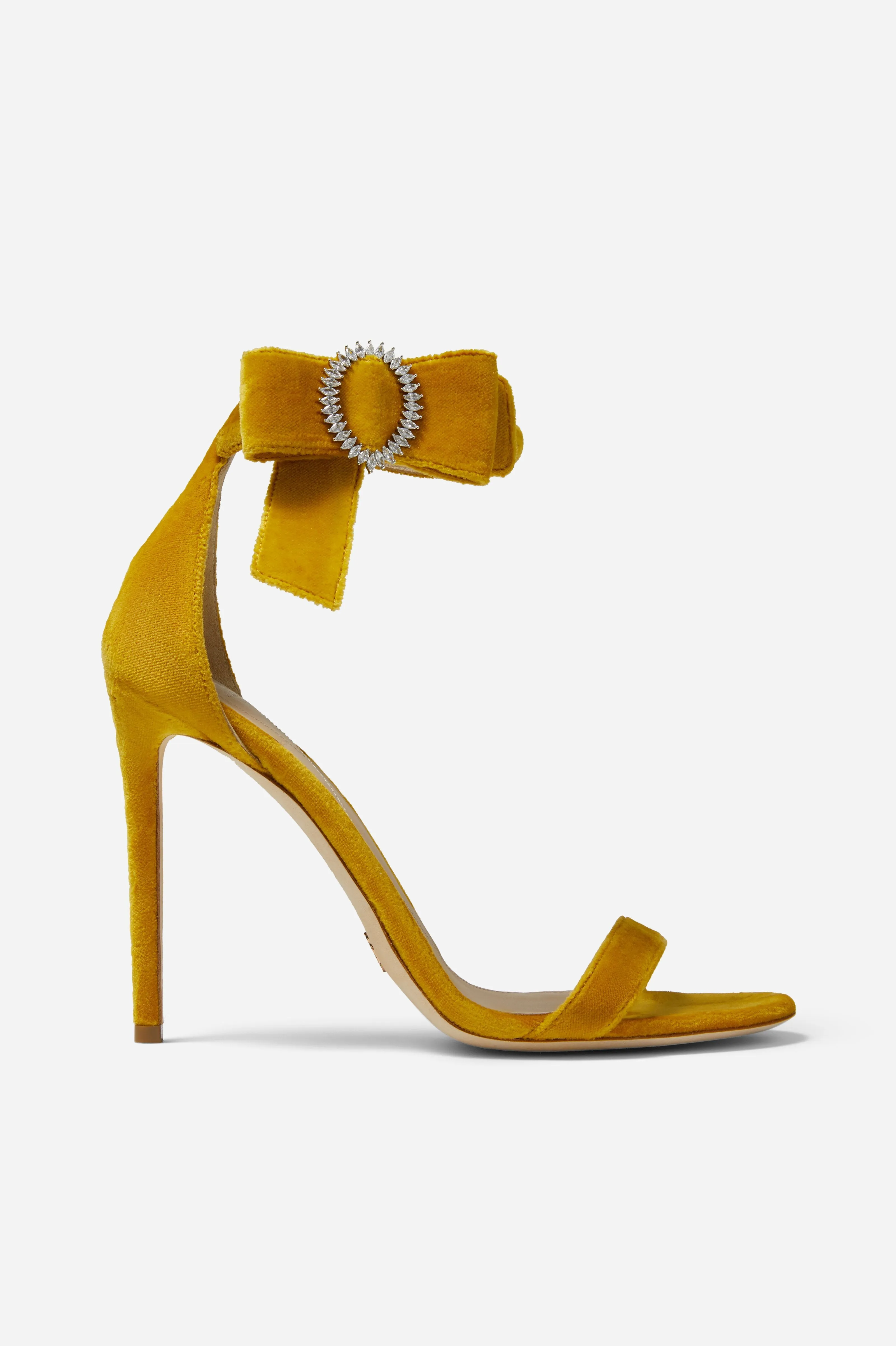 Mustard Velvet Bow Sandals