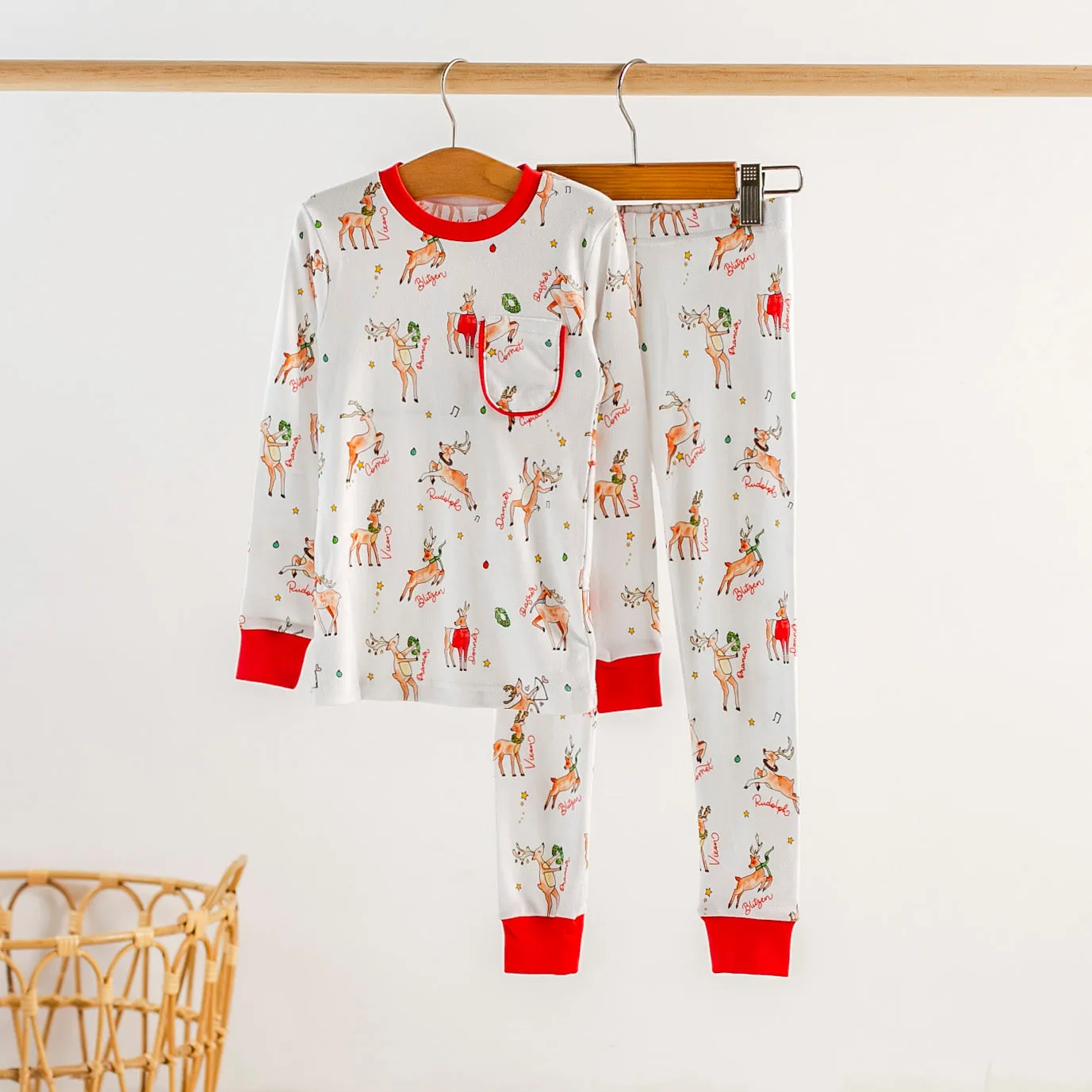 Nola Tawk Long Sleeve Organic Cotton PJ Set - Oh Deer, Christmas is Here!