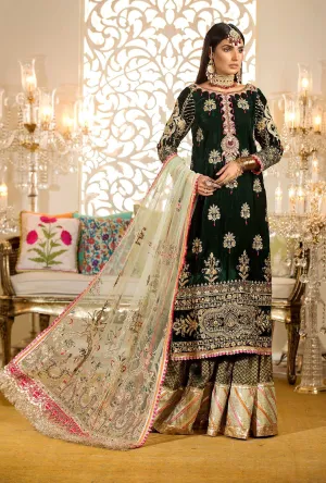 Noor by Saadia Asad Festive Embroidered Wedding Collection 2019 – D6-BOTTLE-GREEN