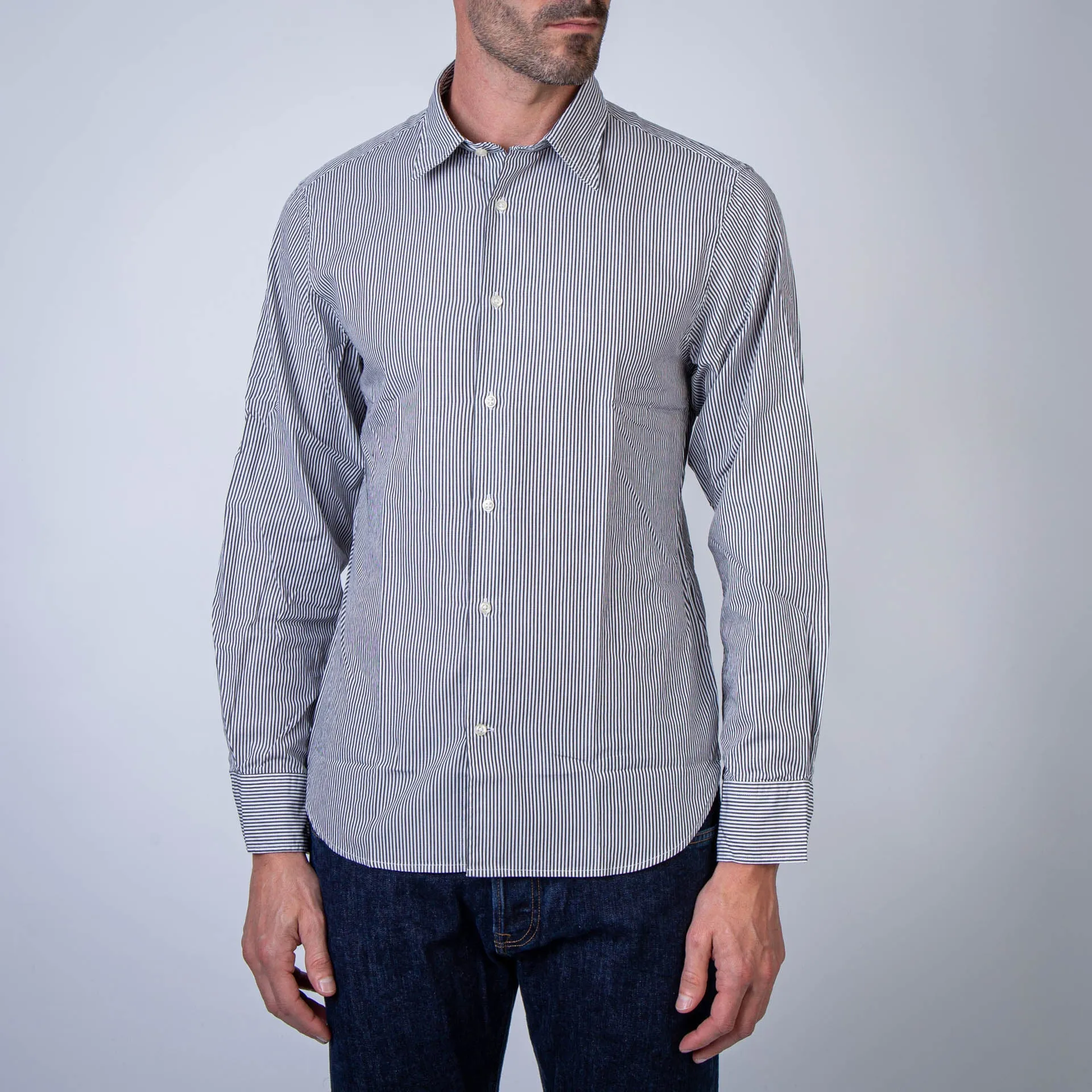 OFFICINE GENERALE SHIRT MSHI028 BLACK/WHITE