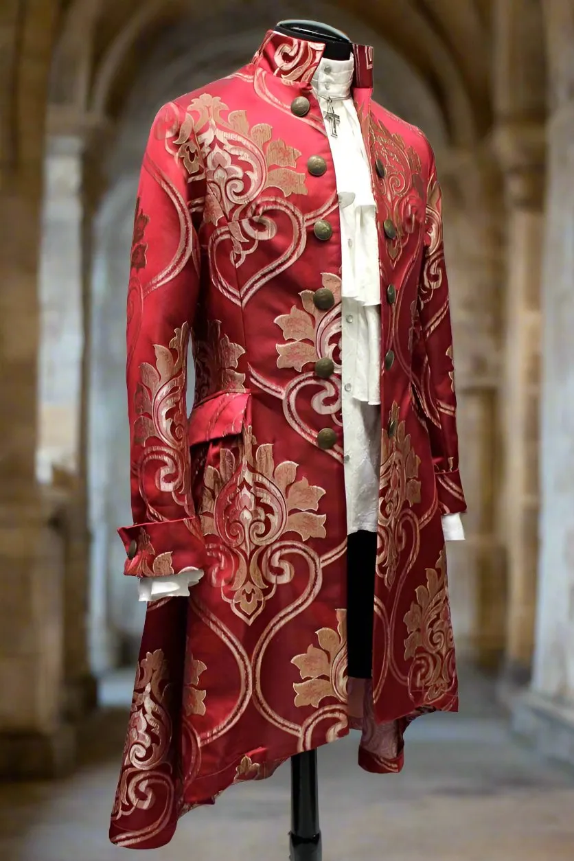 ORDER OF THE DRAGON COAT - BLOOD RED BROCADE