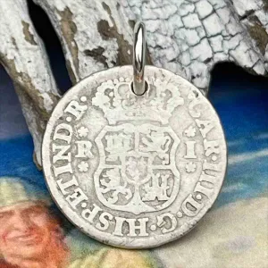 Pirate Chic Silver 1 Reale Spanish Pillar Dollar Dated 1769 - the Legendary "Piece of Eight" Pendant | Artifact #8849