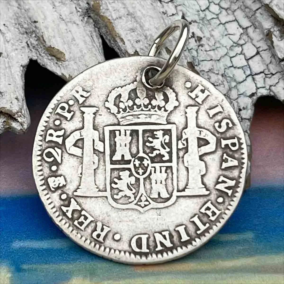 Pirate Chic Silver 2 Reale Spanish Portrait Dollar Dated 1782 - the Legendary "Piece of Eight" Pendant | Artifact #8863